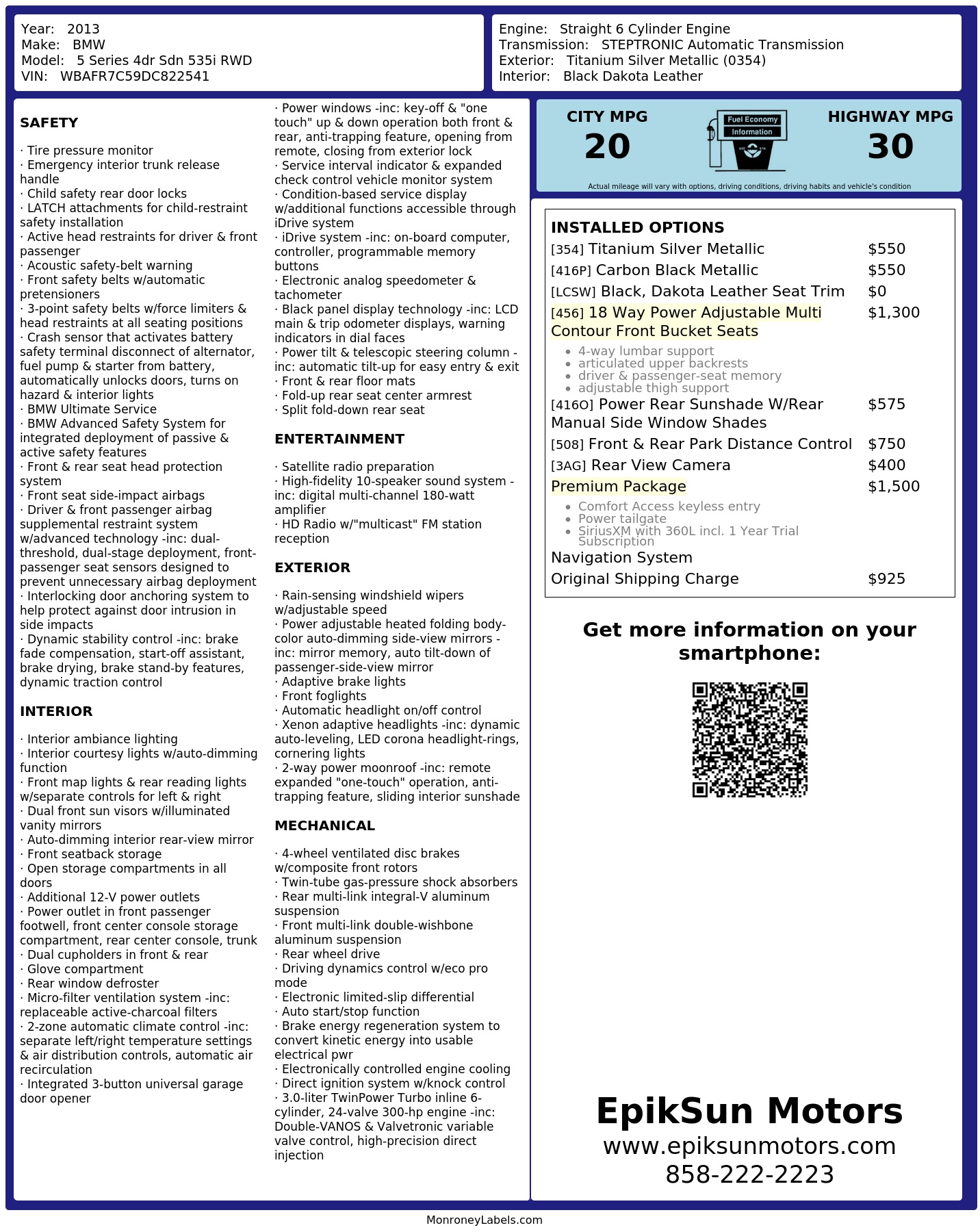 Monroney Label