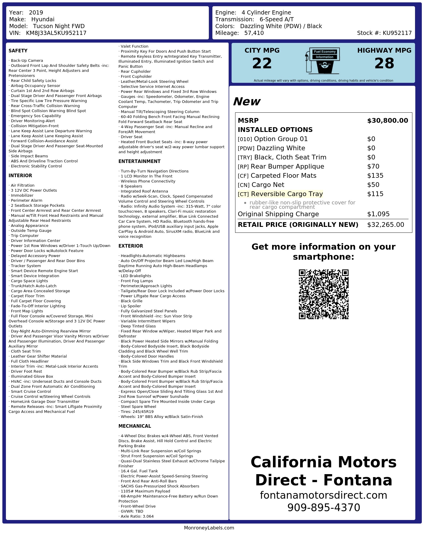 Monroney Label