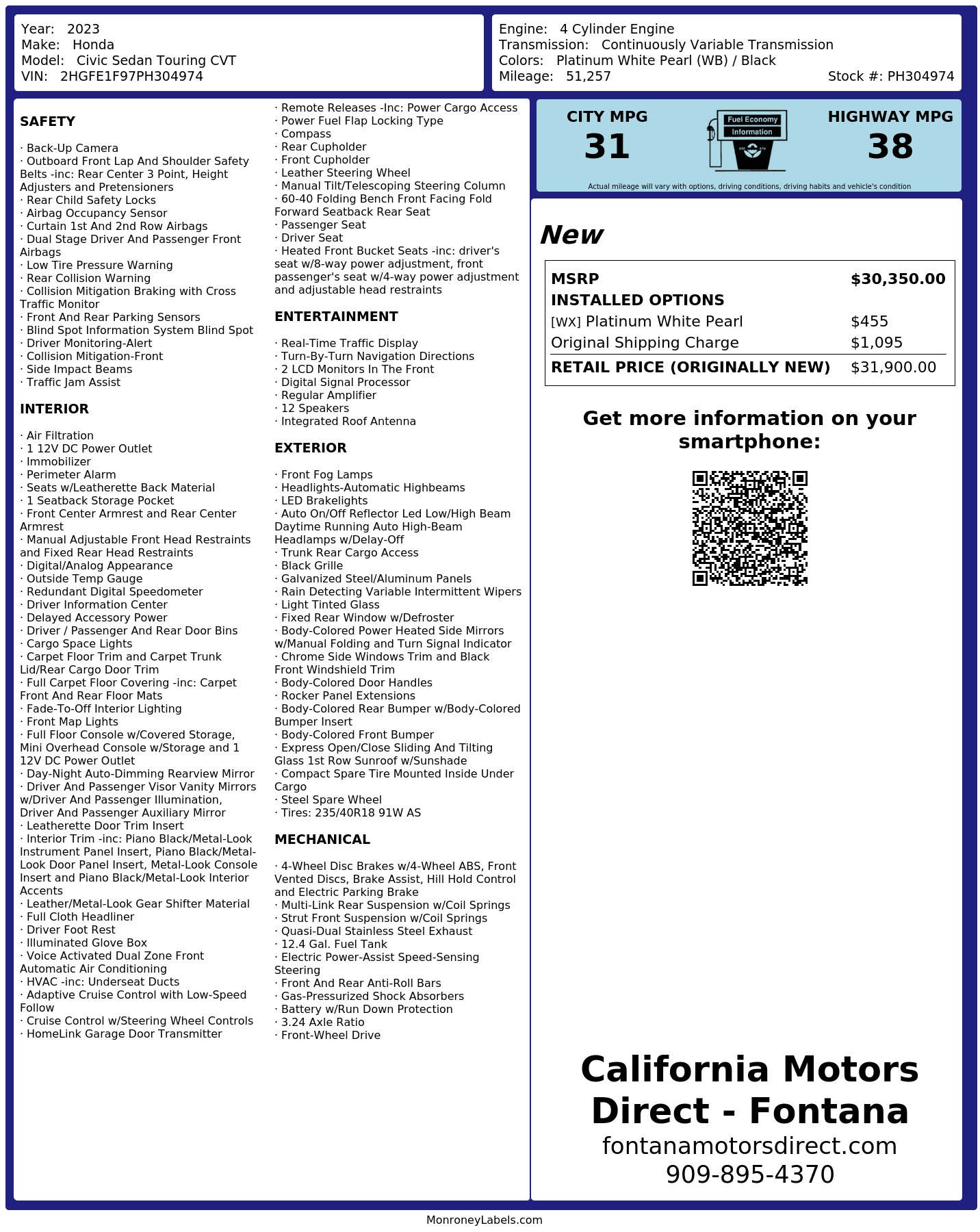 Monroney Label