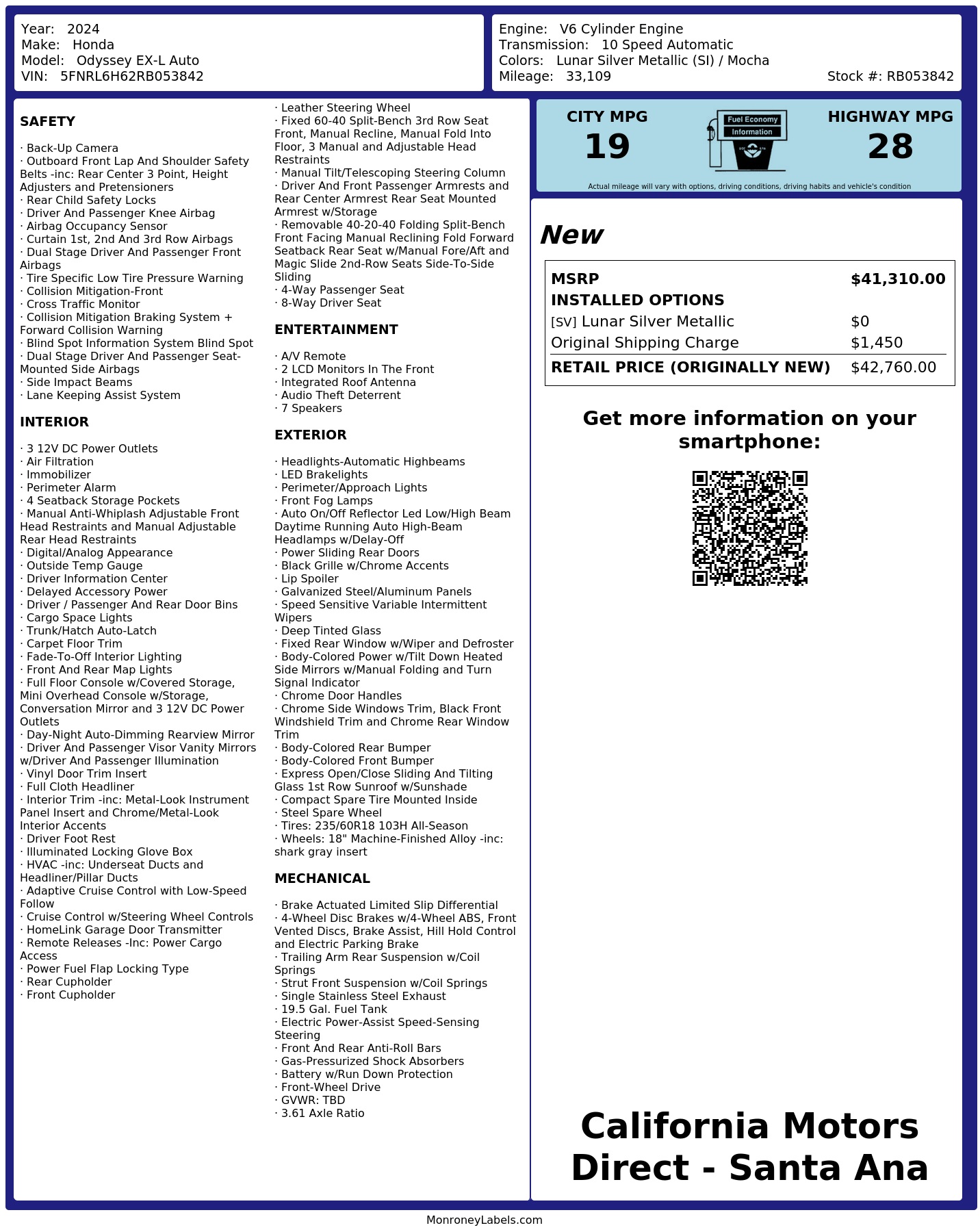 Monroney Label