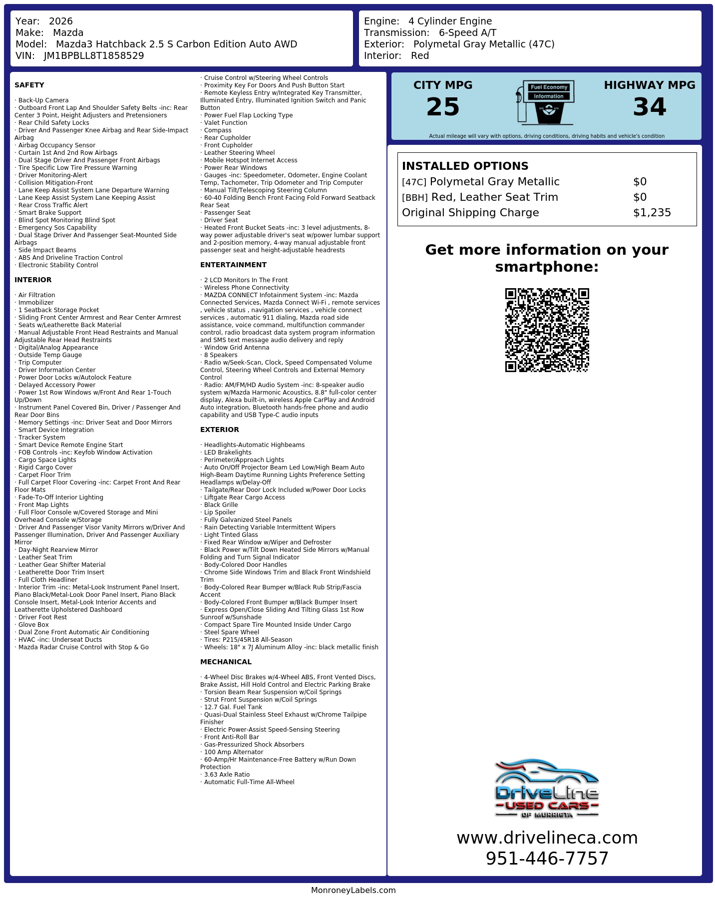 Monroney Label