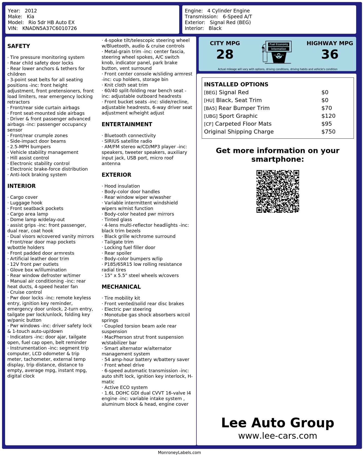 Monroney Label