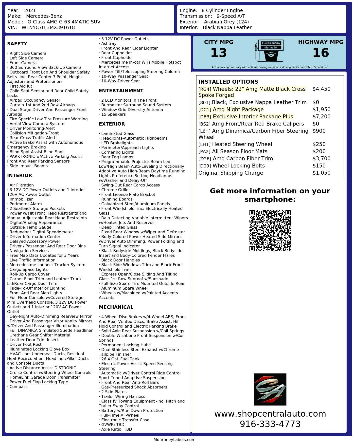 Monroney Label