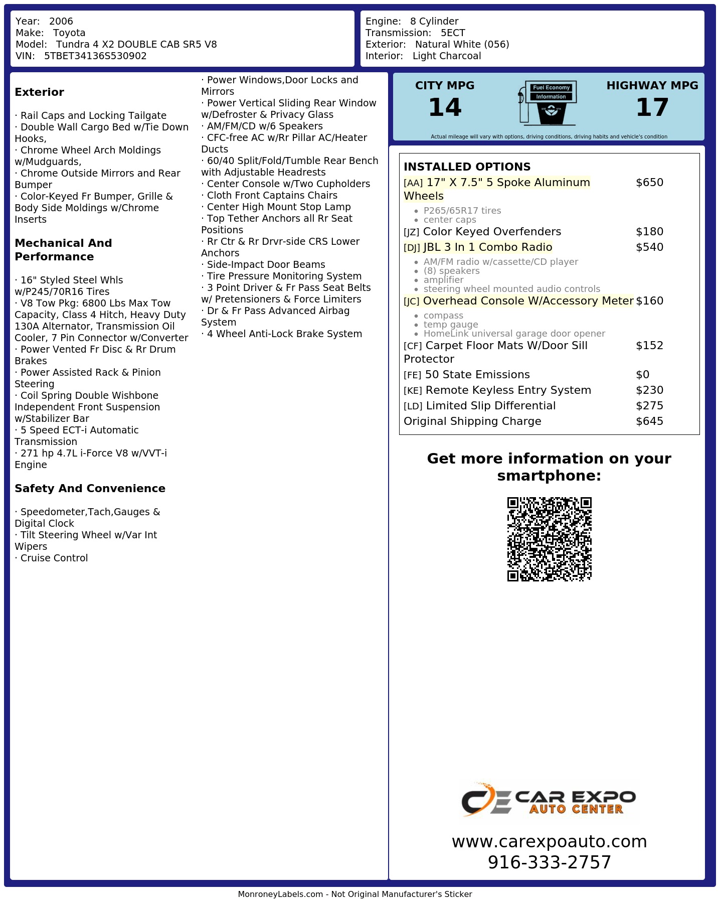 Monroney Label
