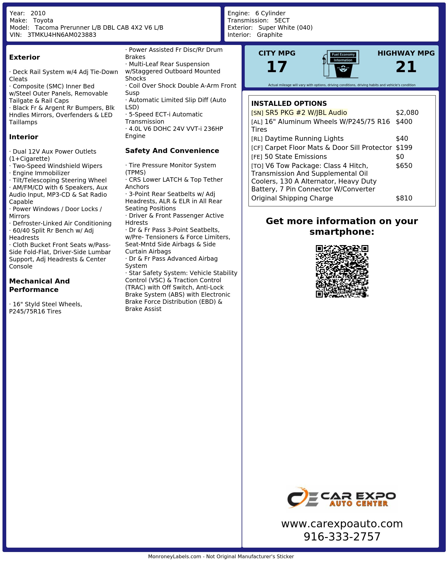 Monroney Label