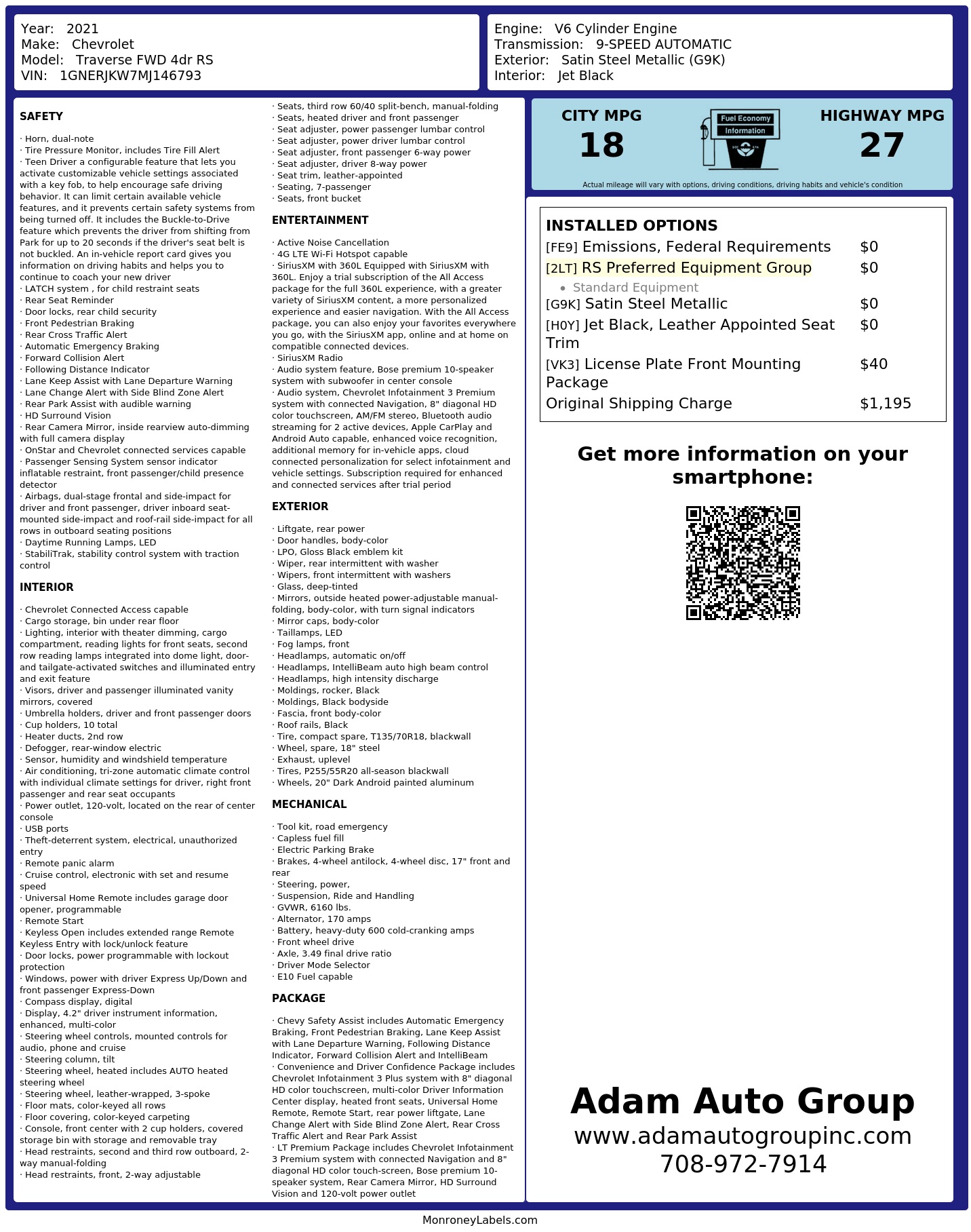 Monroney Label