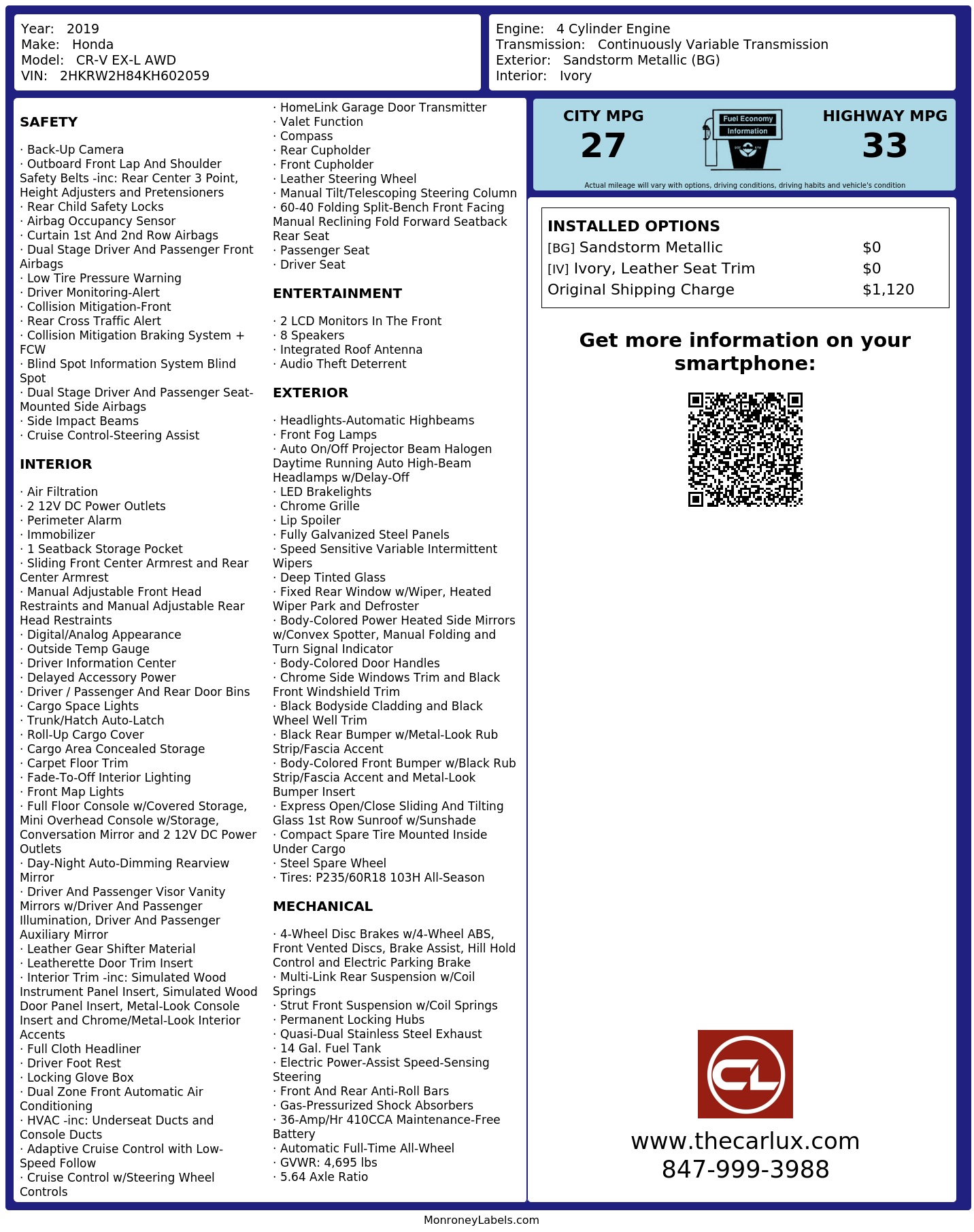 Monroney Label