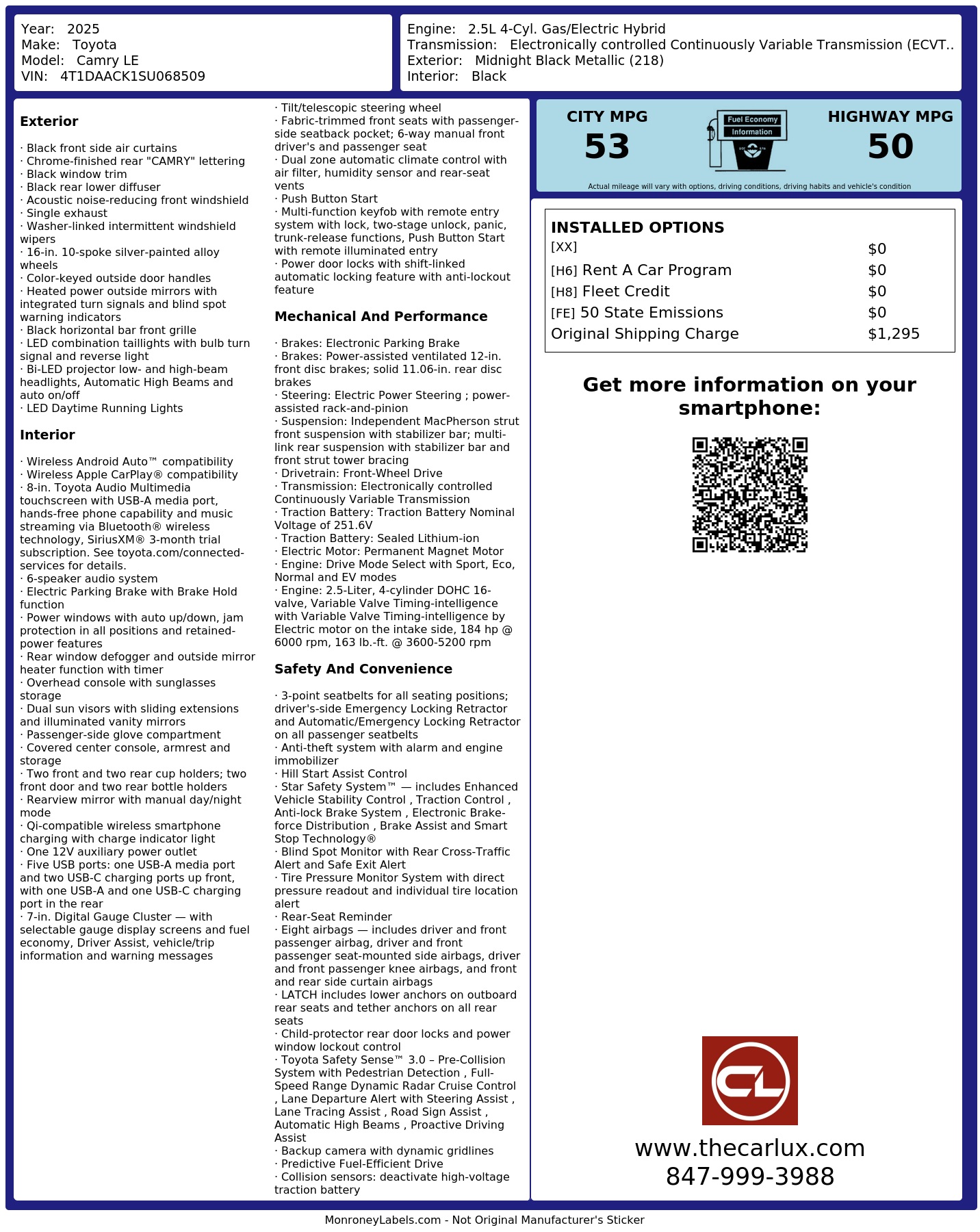 Monroney Label