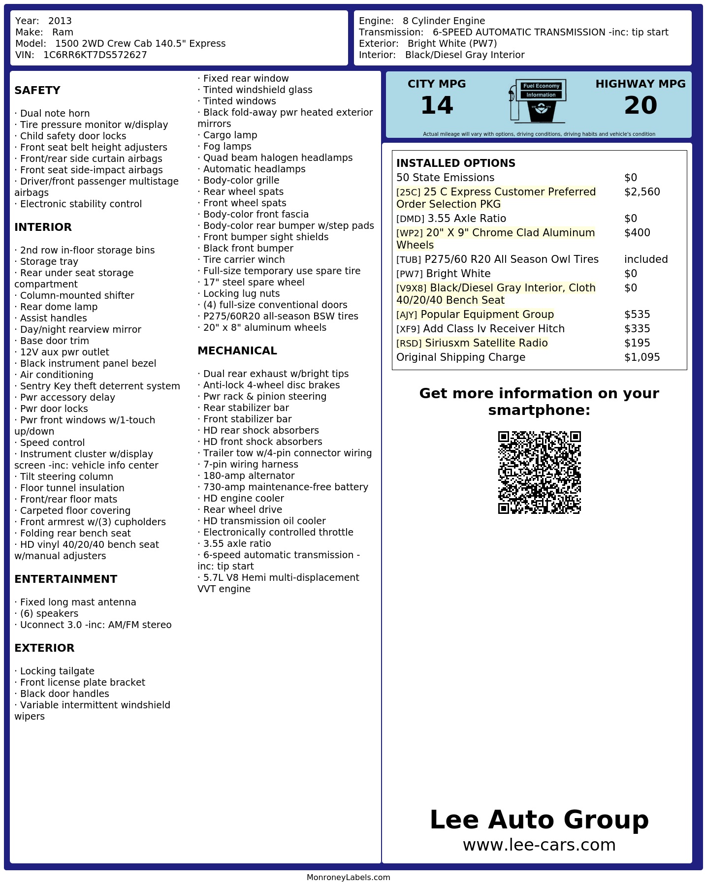 Monroney Label