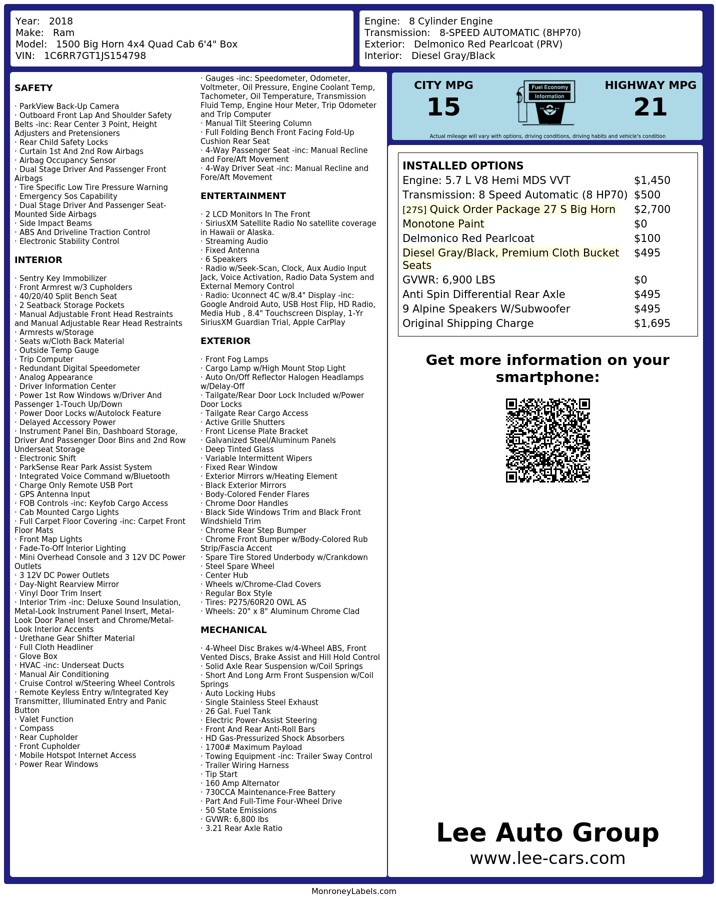 Monroney Label