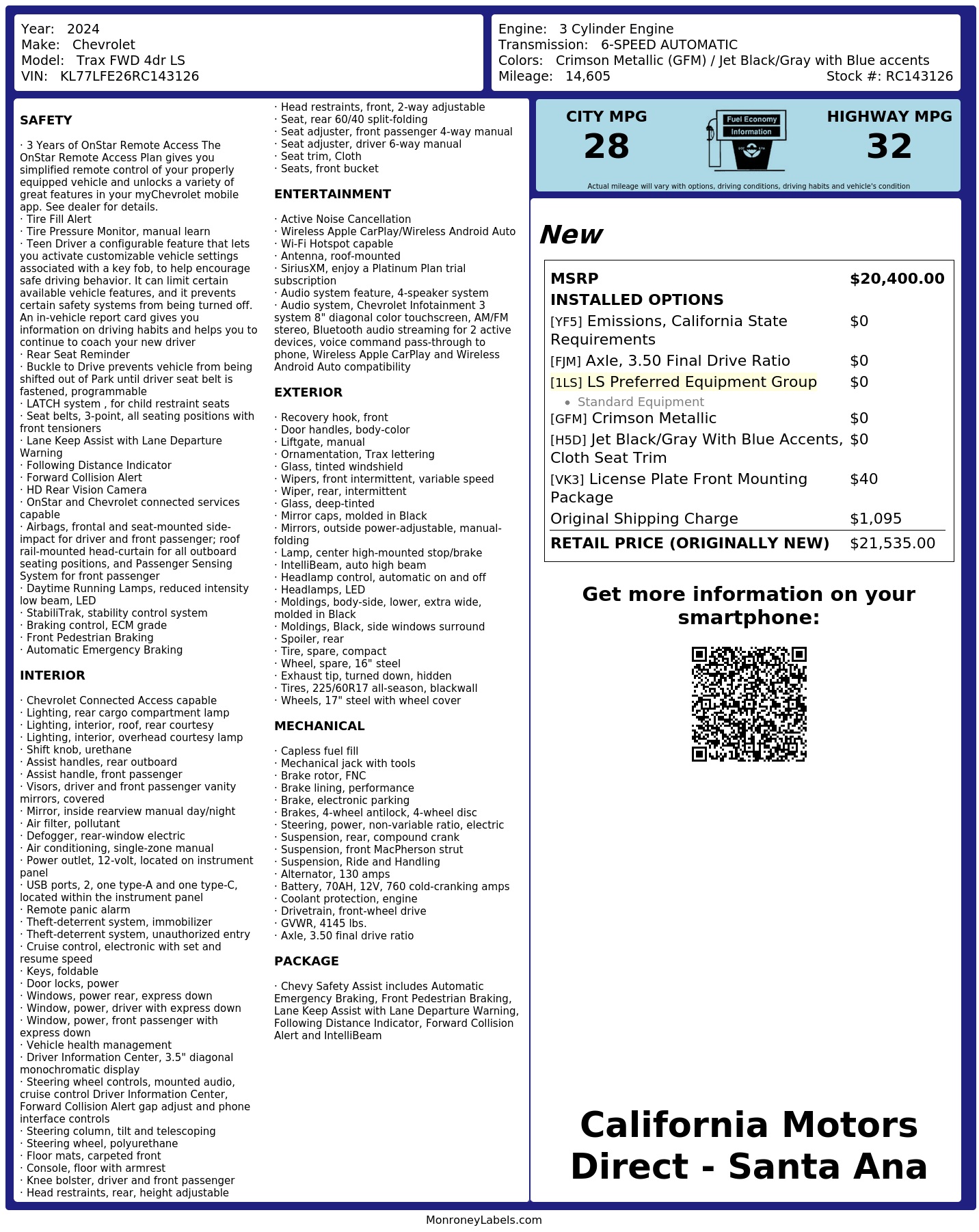 Monroney Label