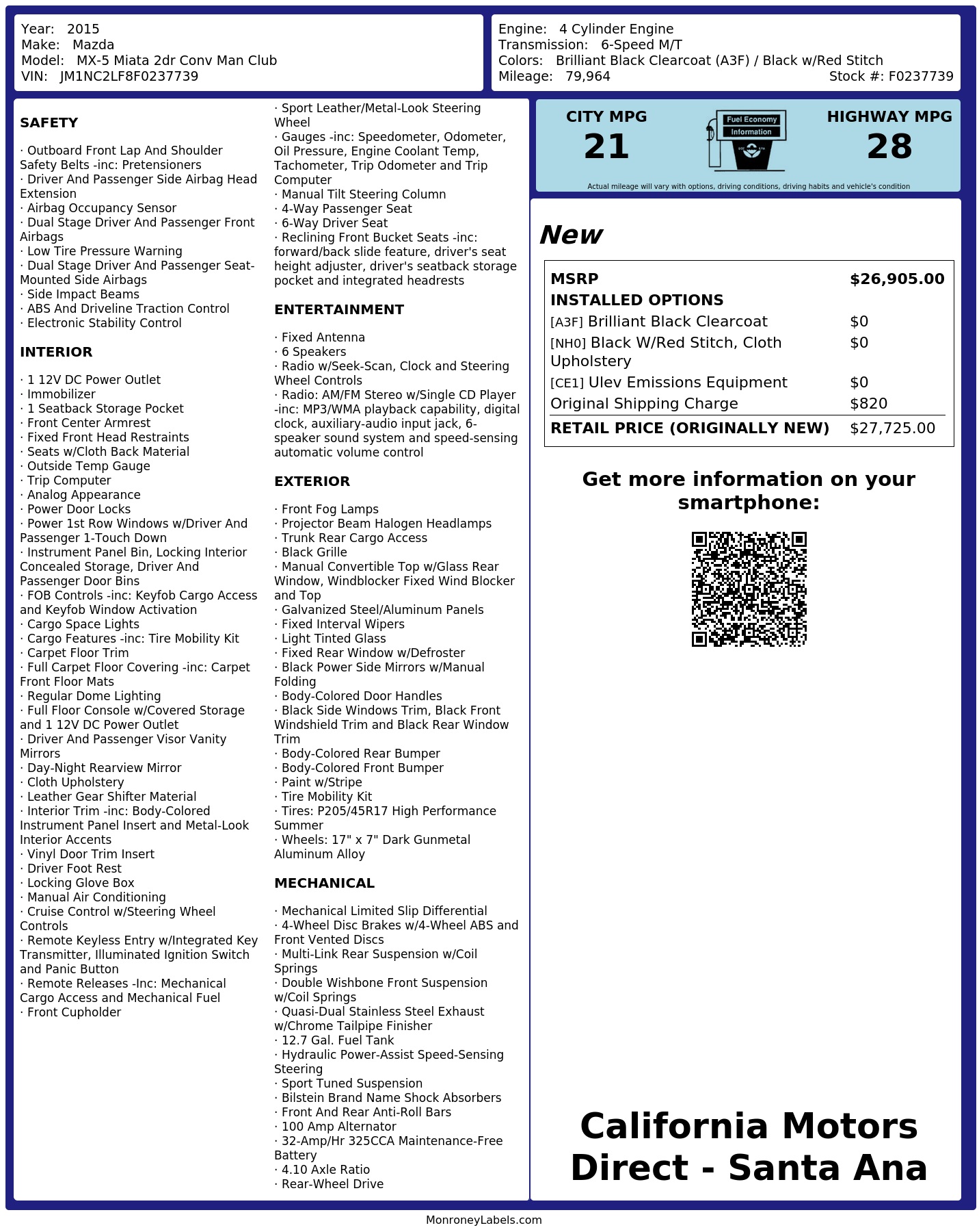 Monroney Label