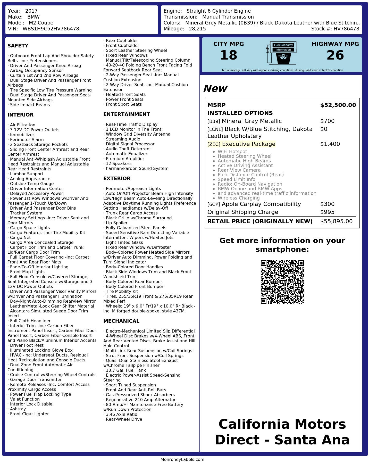 Monroney Label