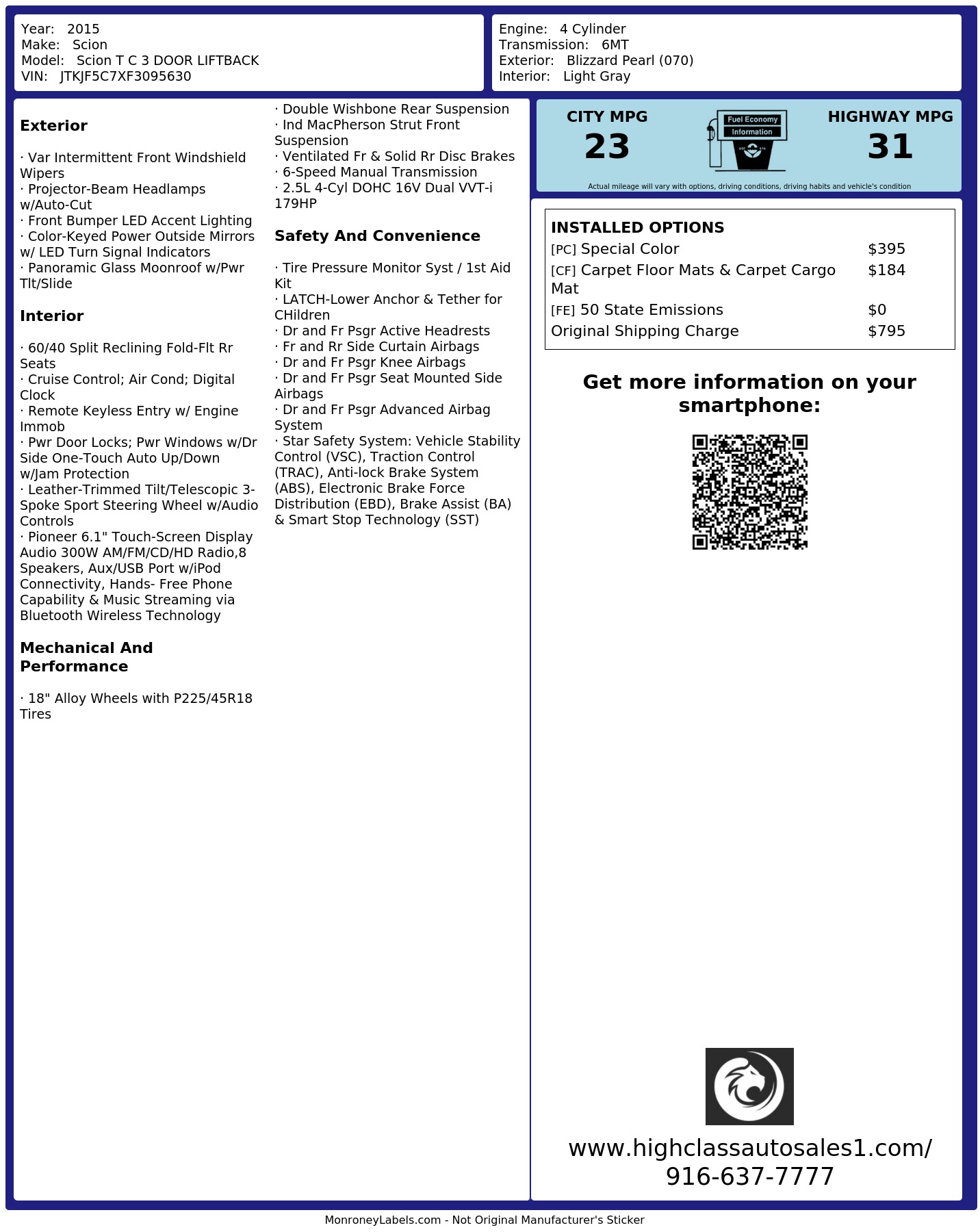 Monroney Label