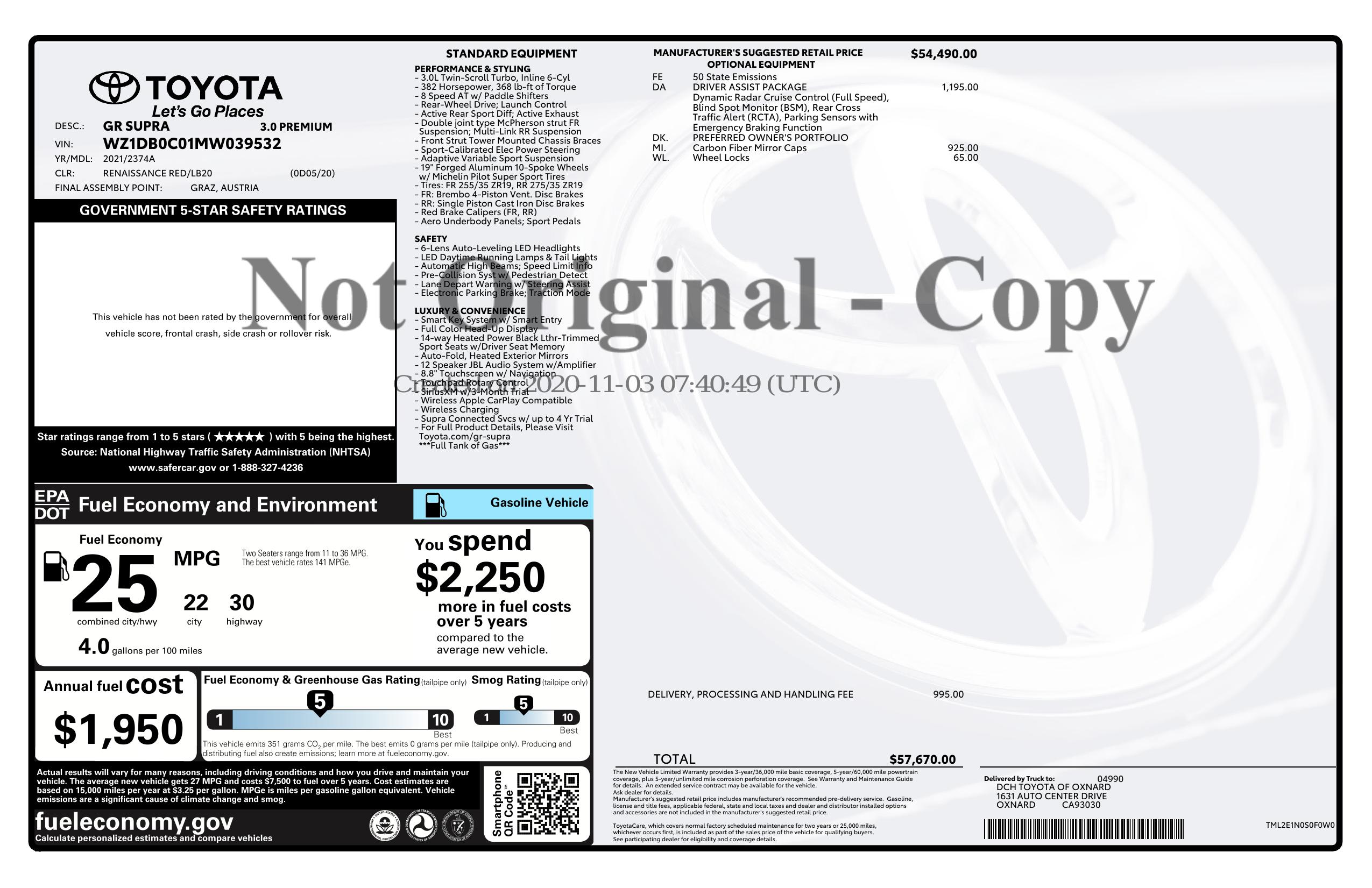 Monroney Label