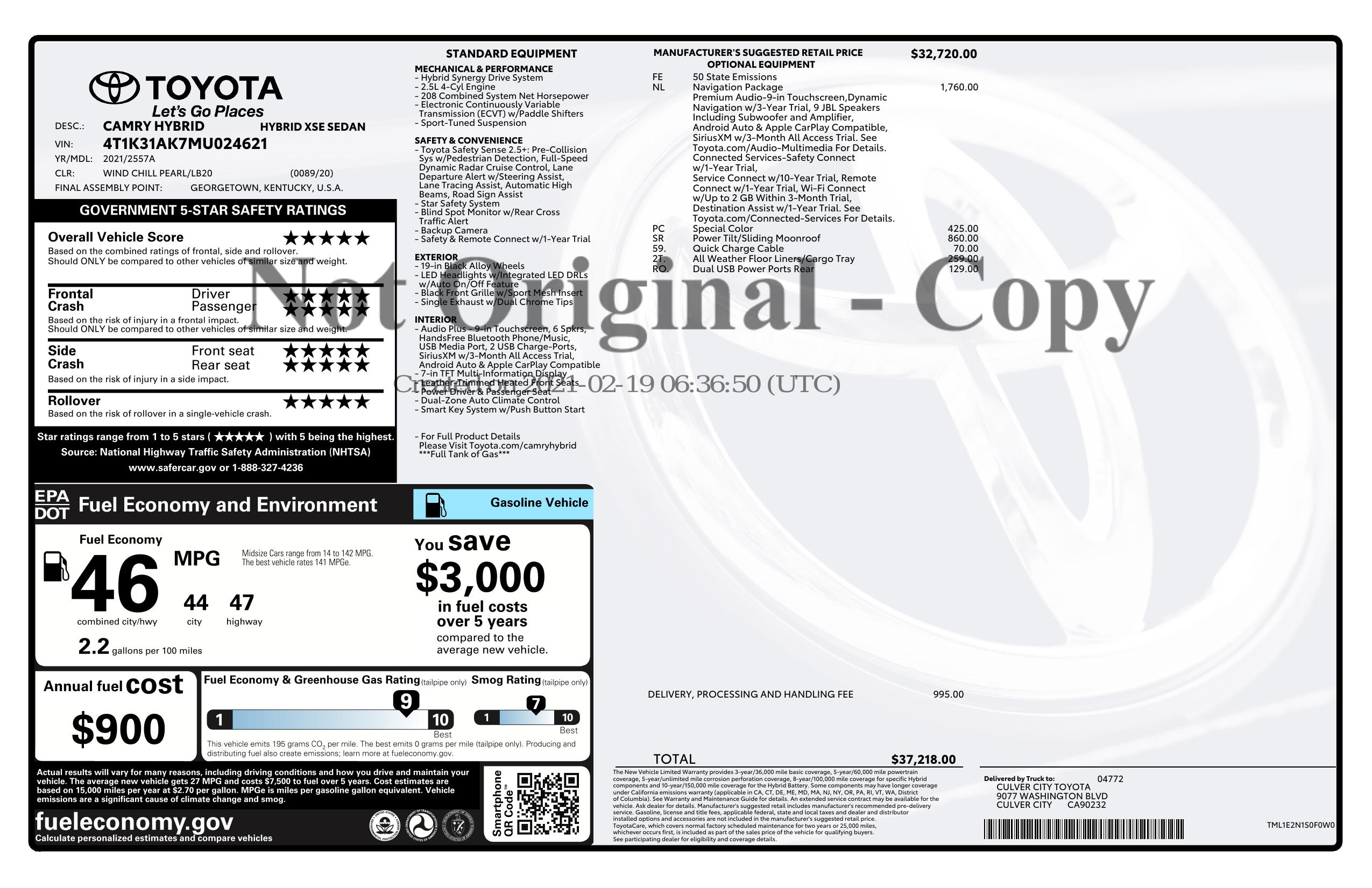 Monroney Label