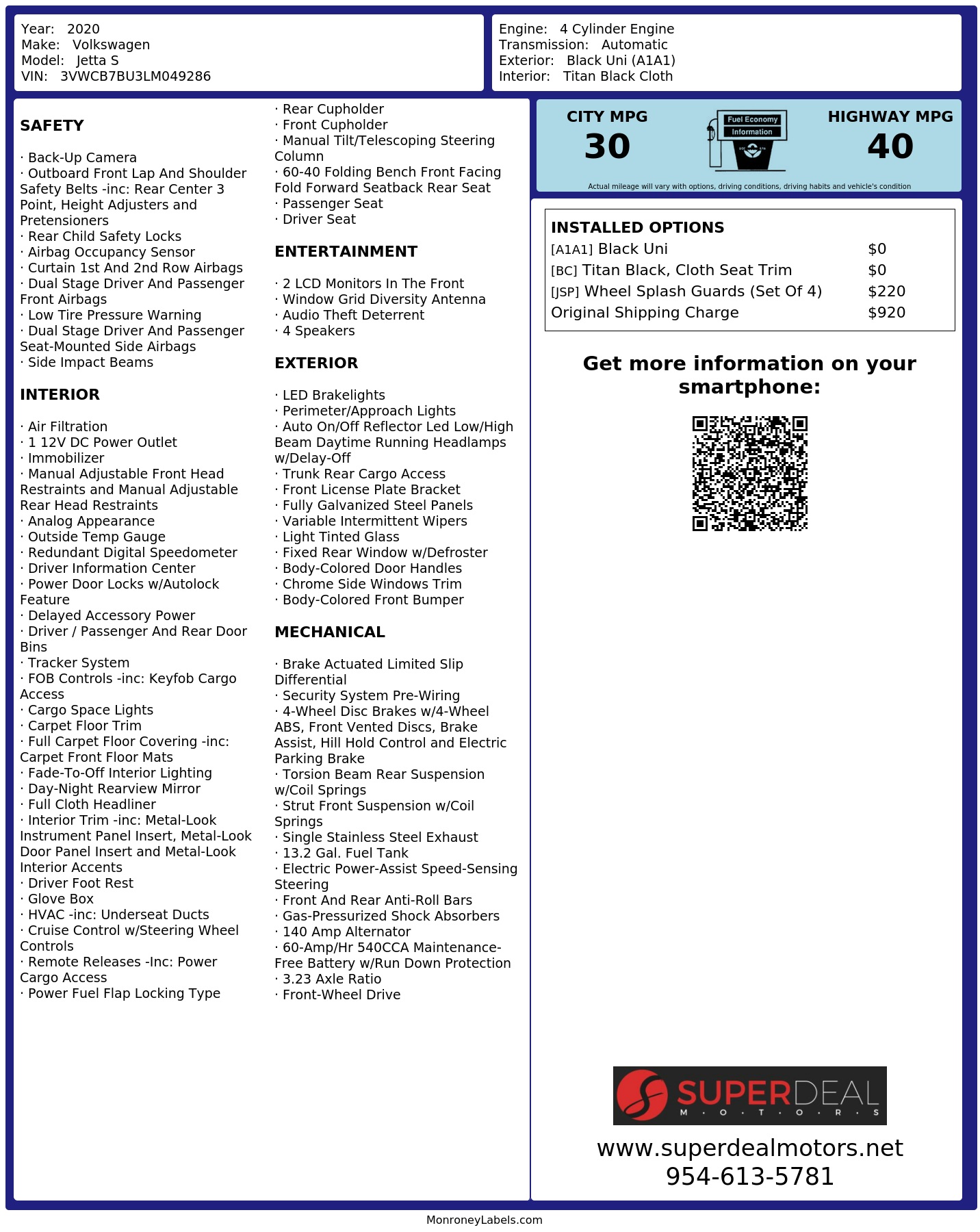 Monroney Label