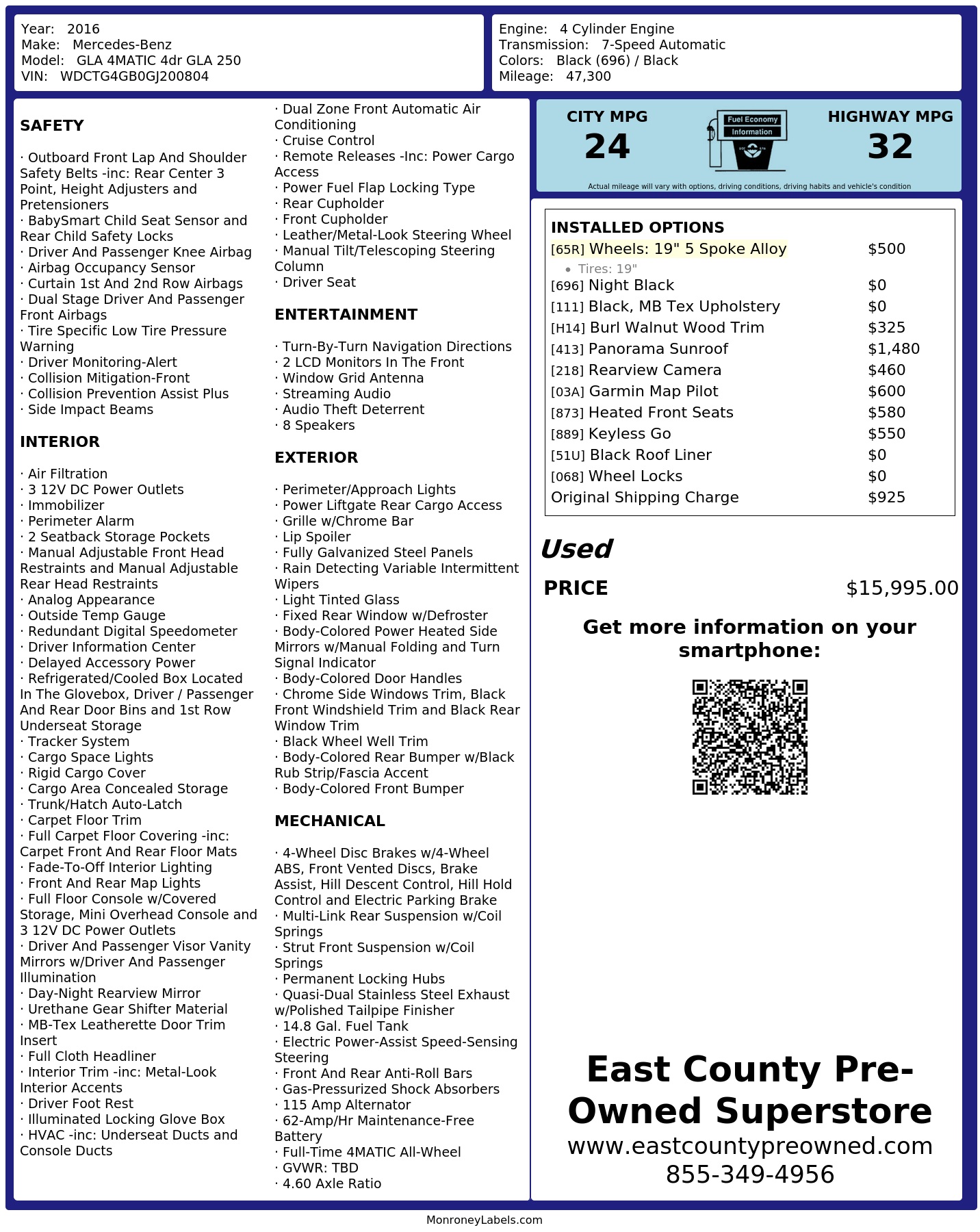 Monroney Label