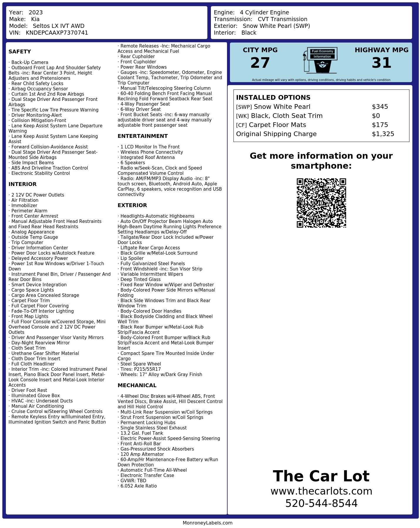 Monroney Label