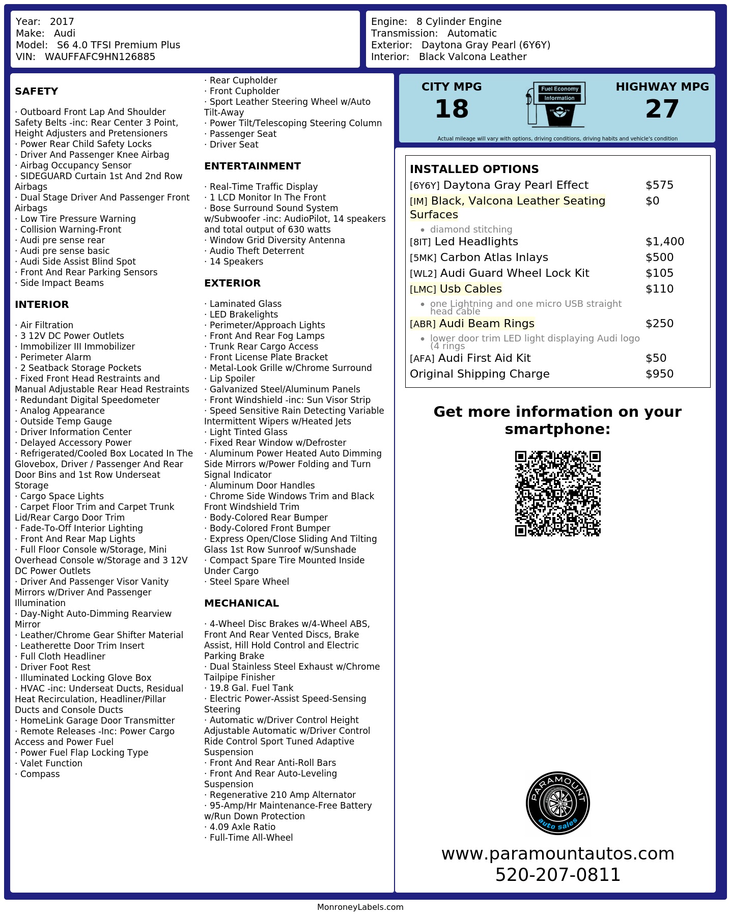 Monroney Label