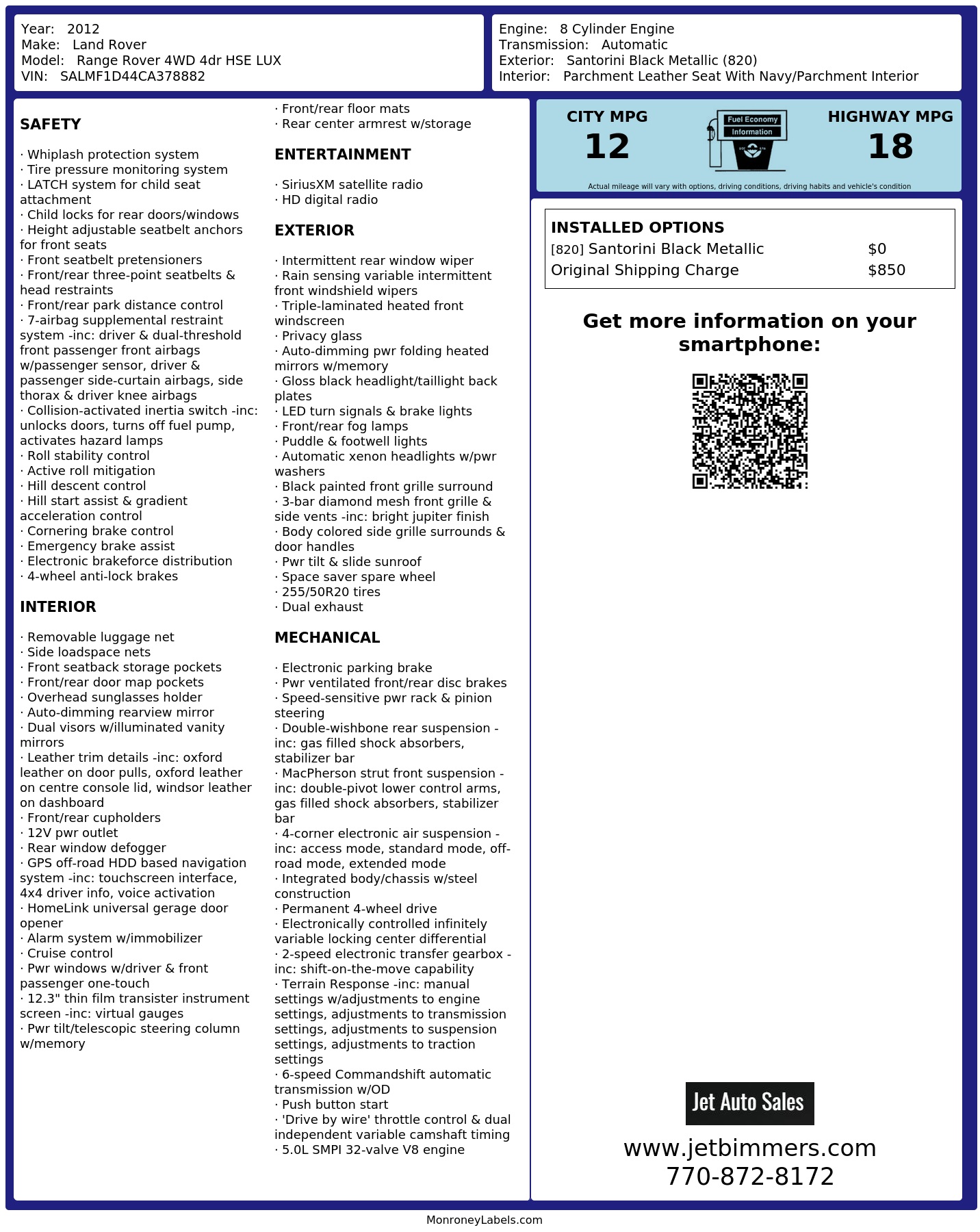 Monroney Label