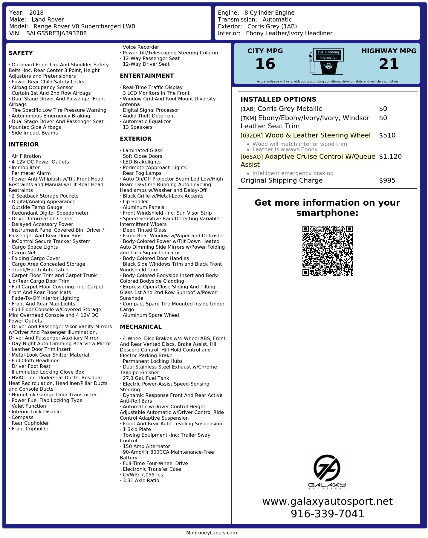 Monroney Label