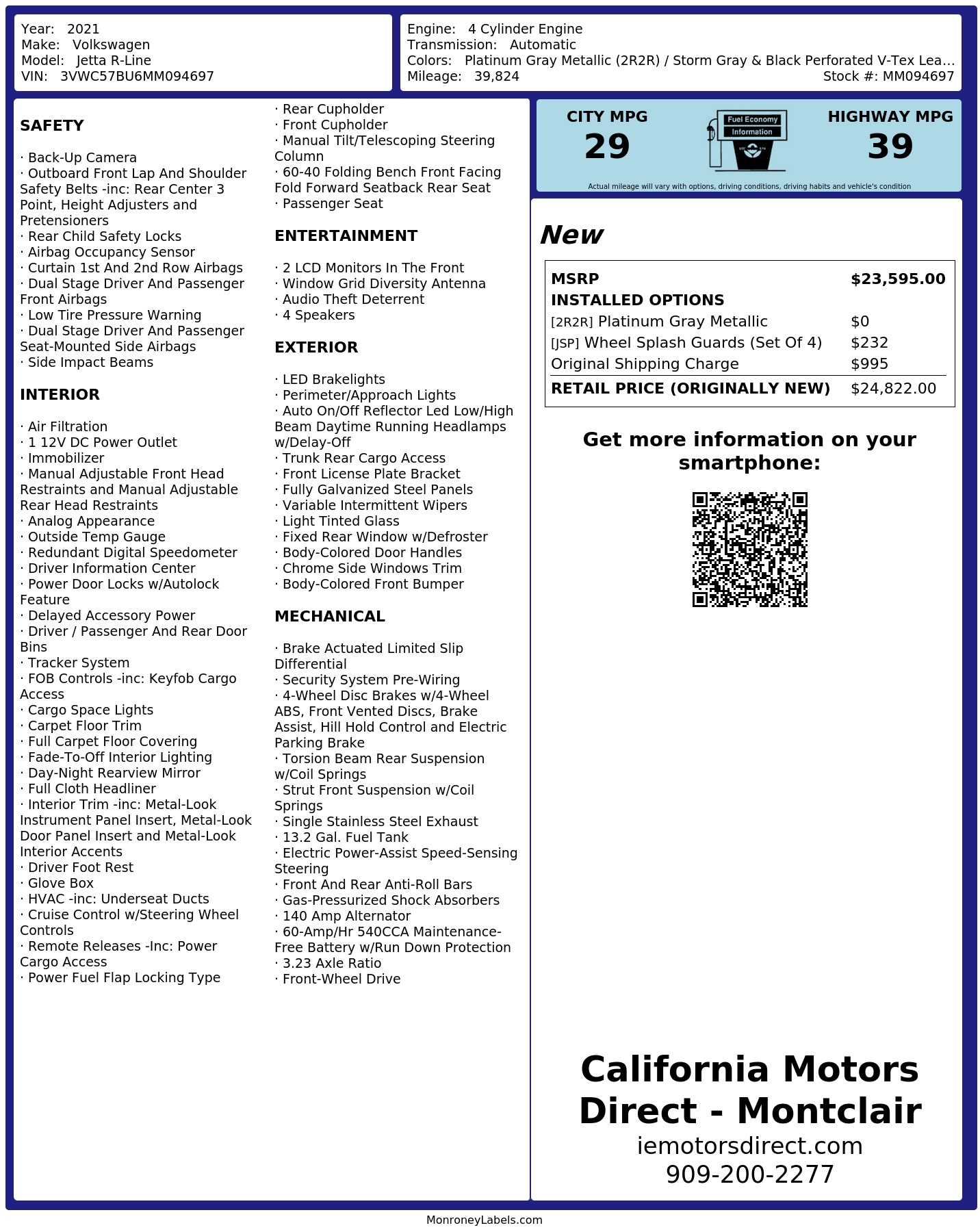 Monroney Label