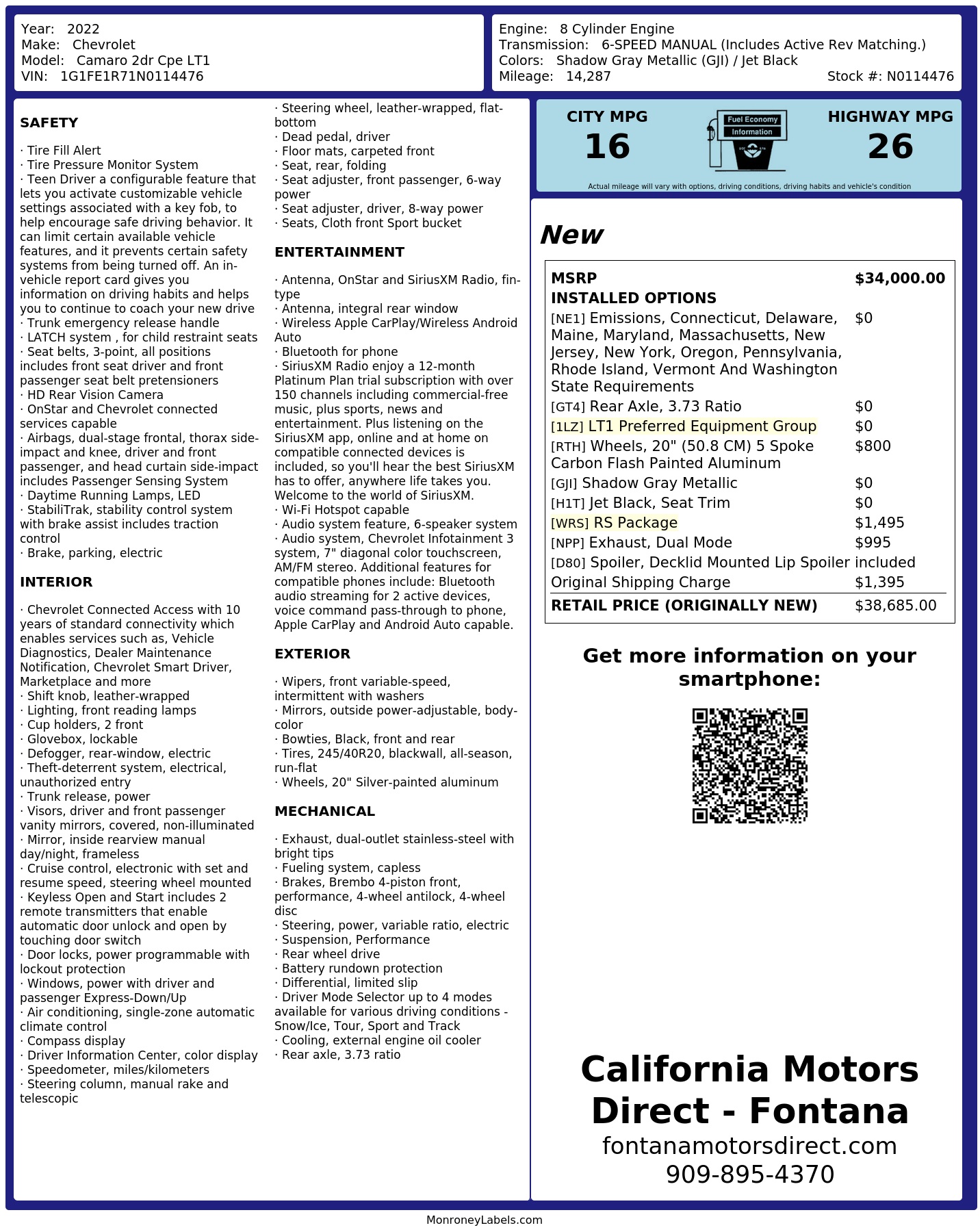 Monroney Label