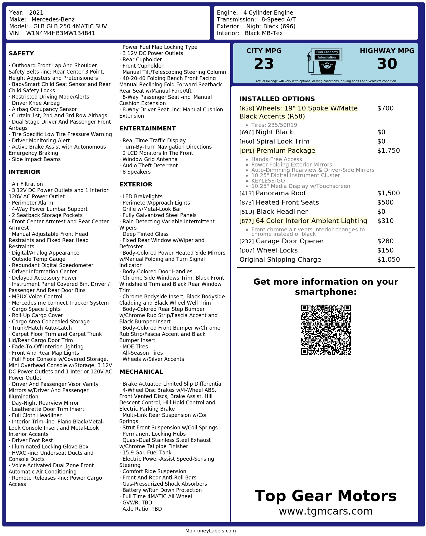 Monroney Label