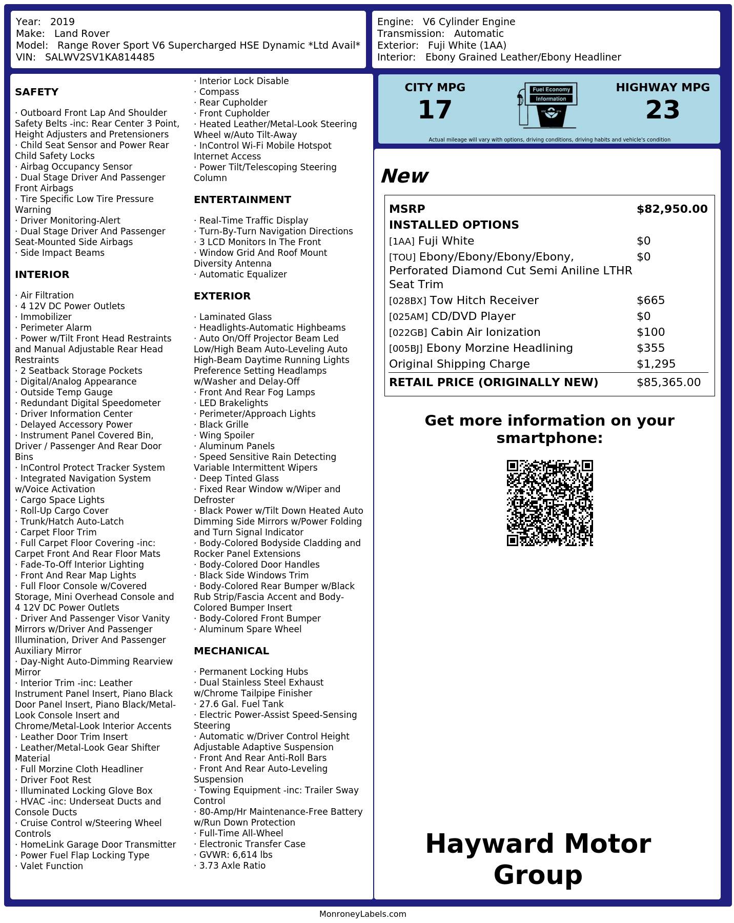 Monroney Label