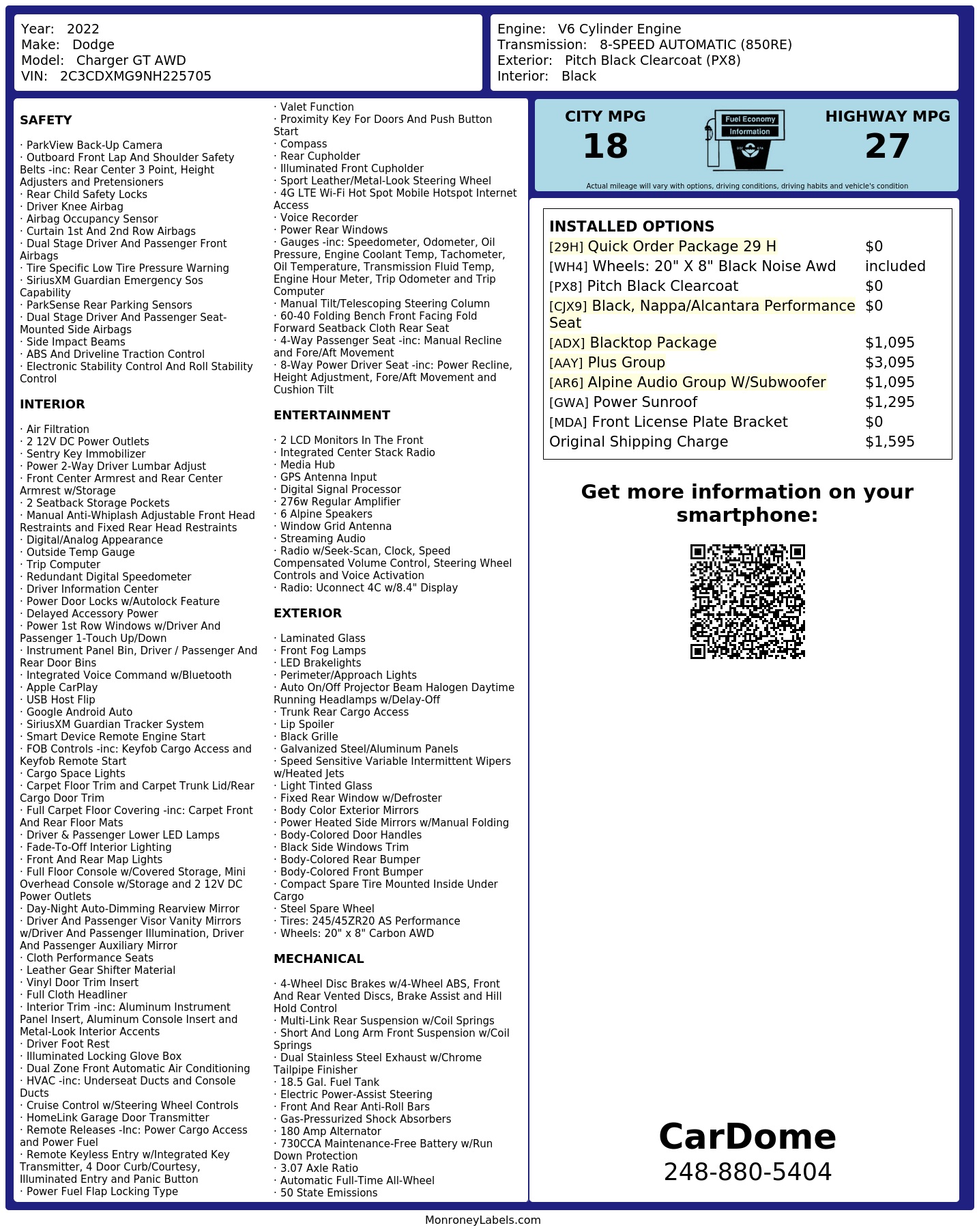 Monroney Label