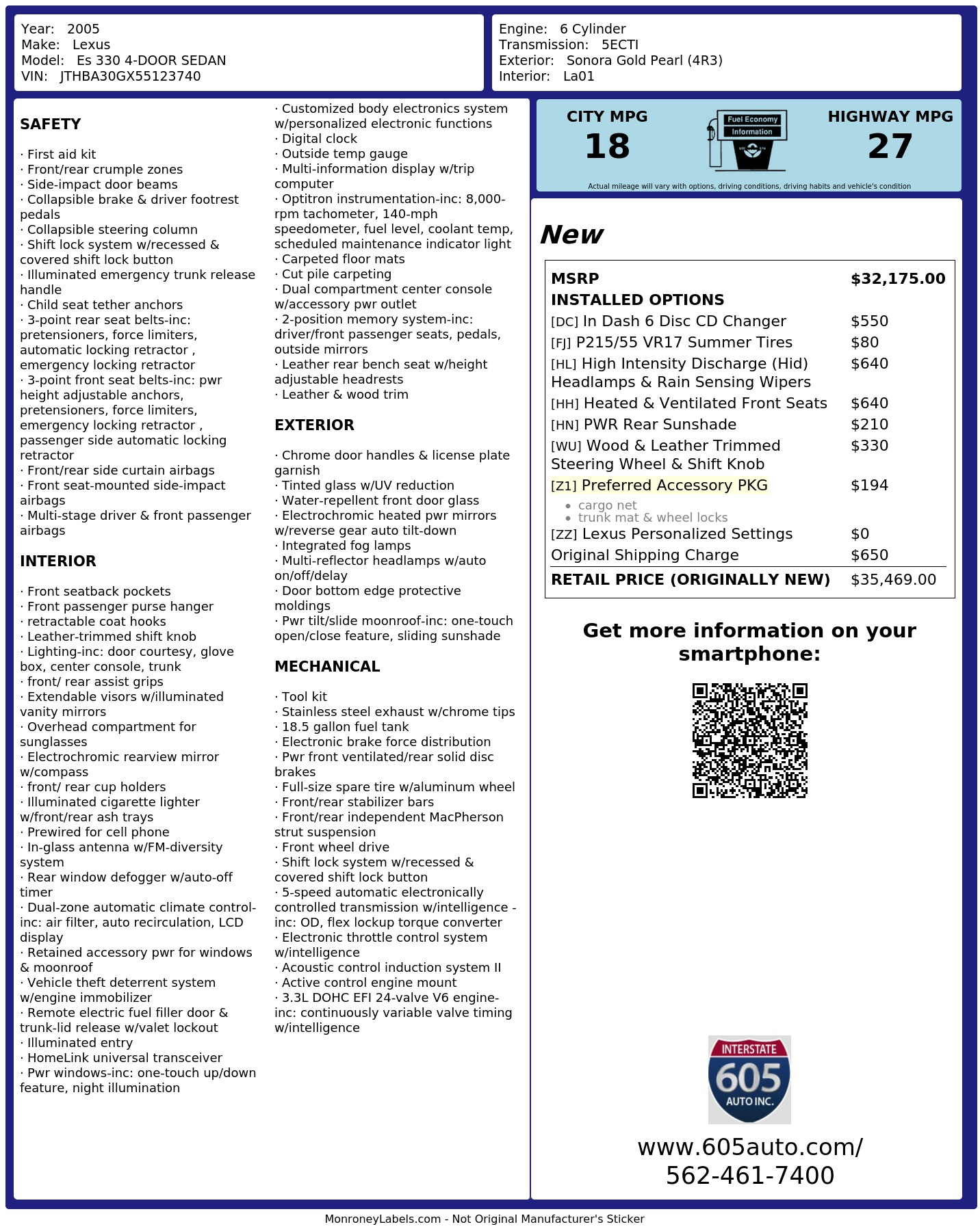 Monroney Label