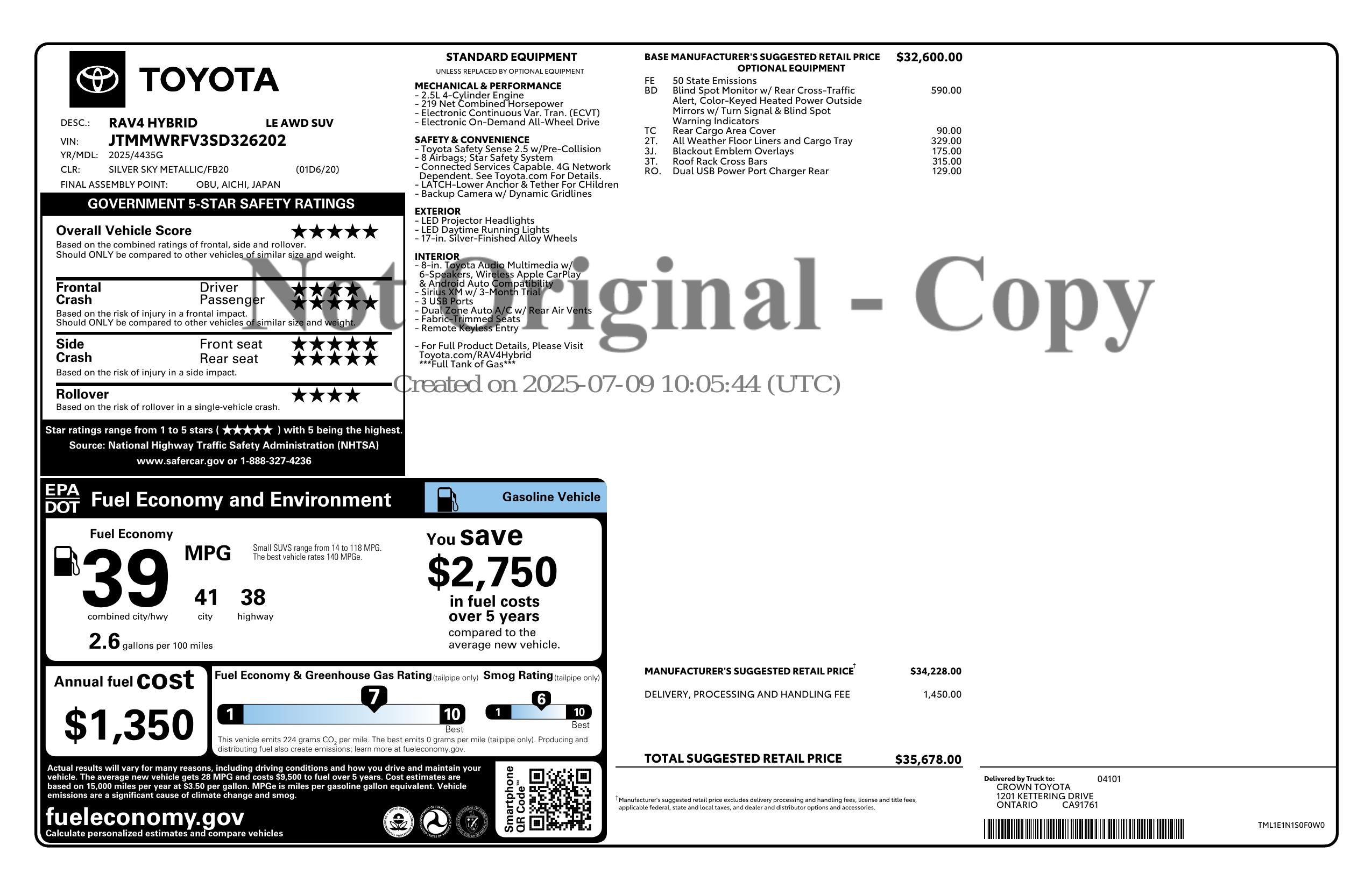 Monroney Label