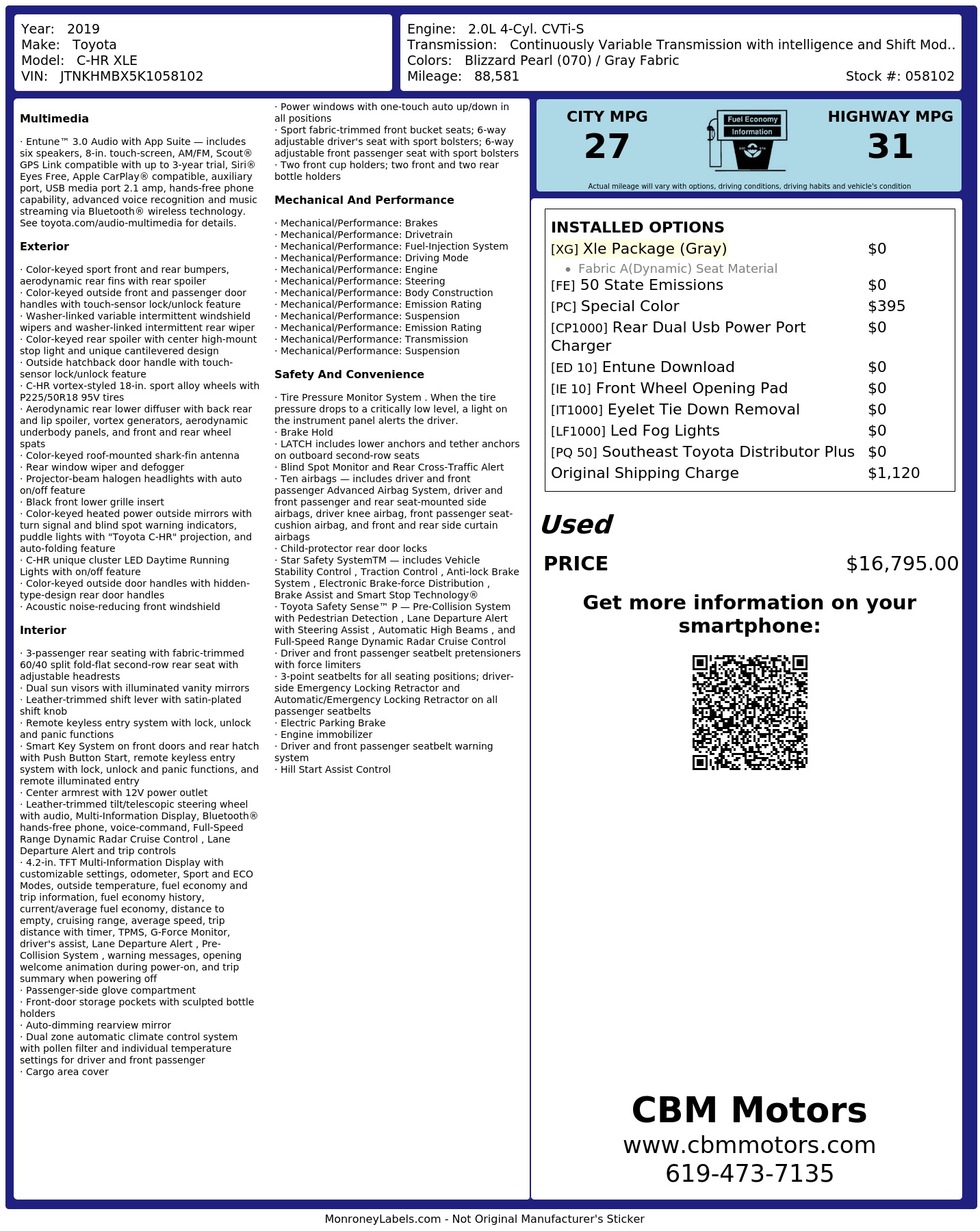 Monroney Label