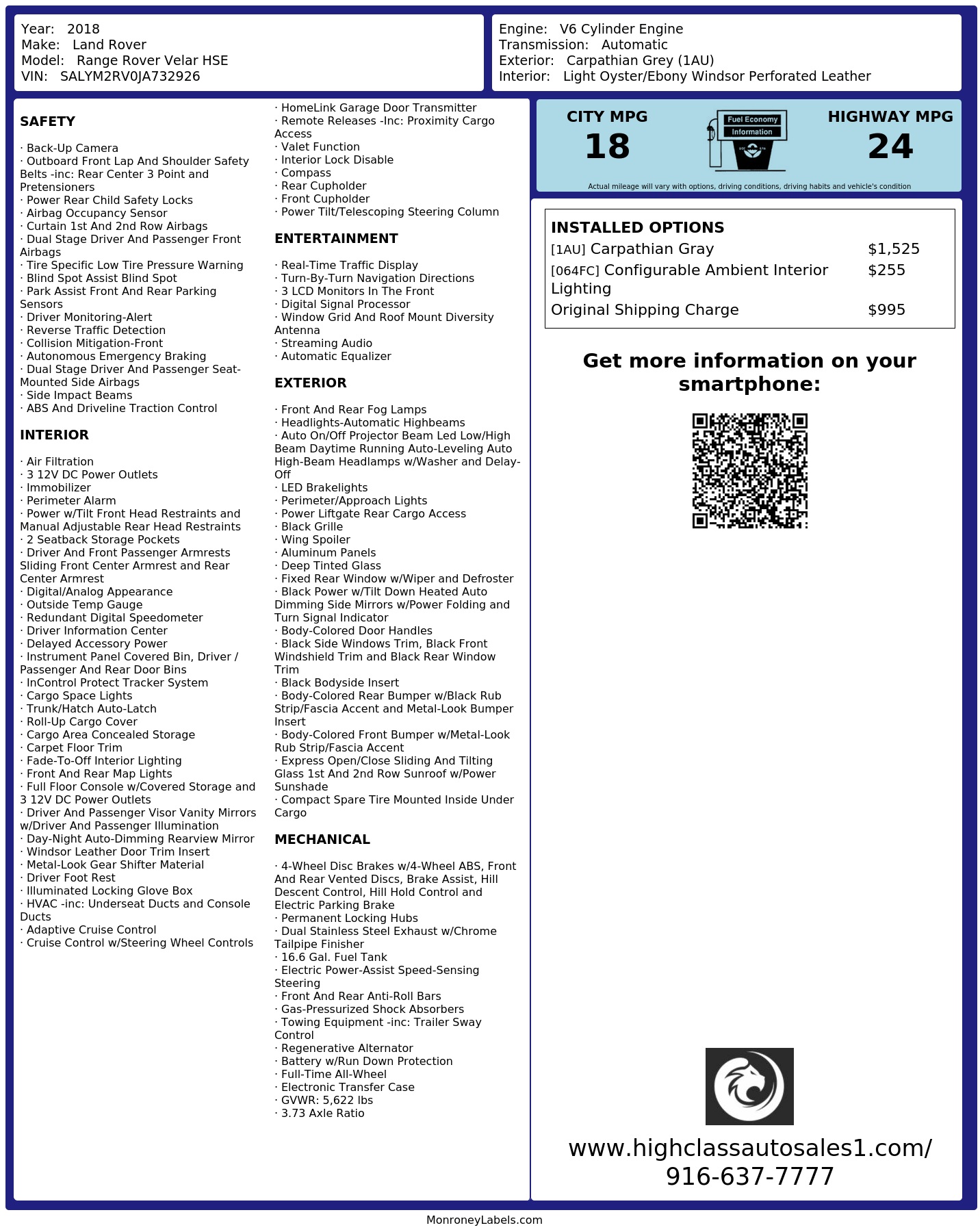 Monroney Label