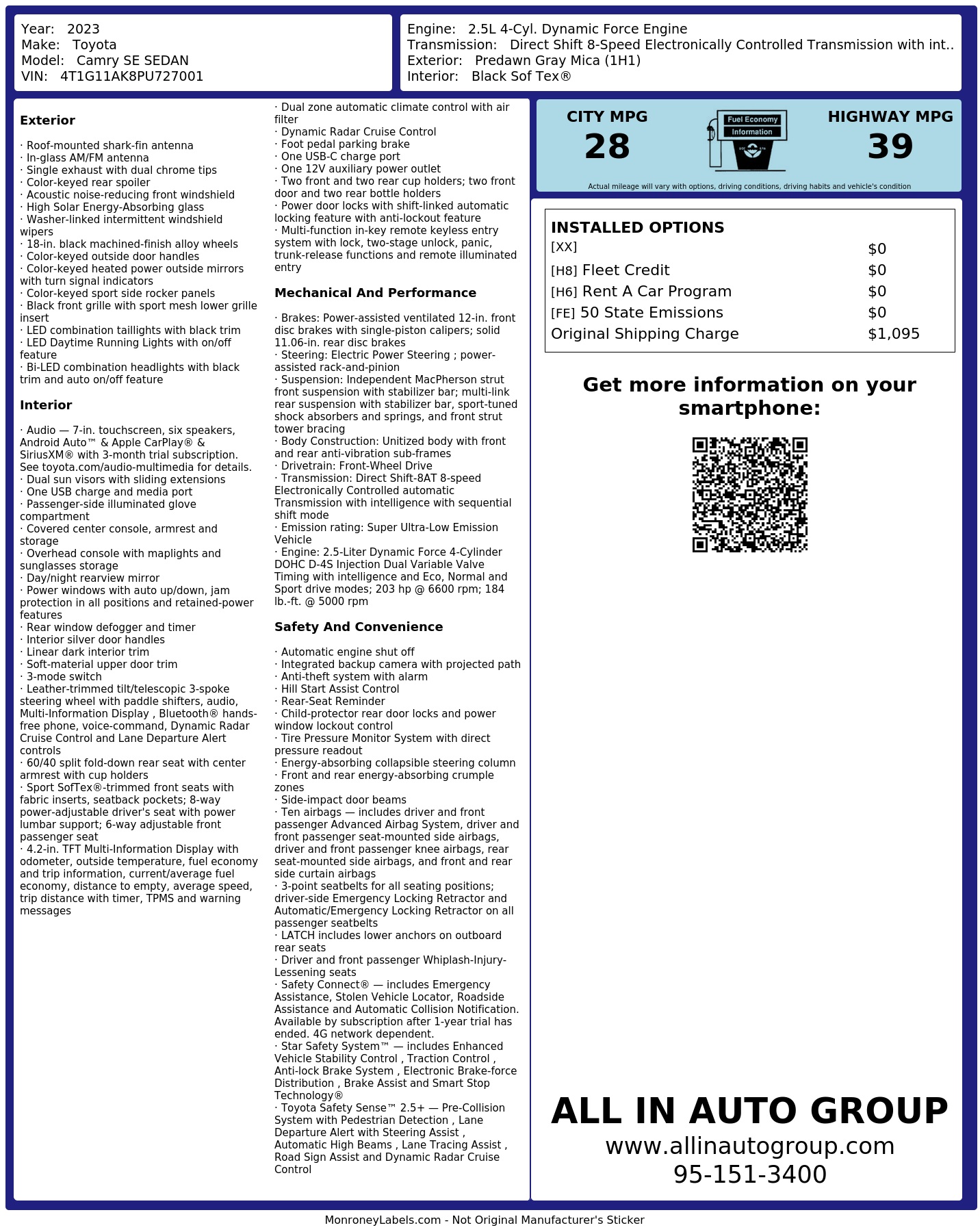 Monroney Label