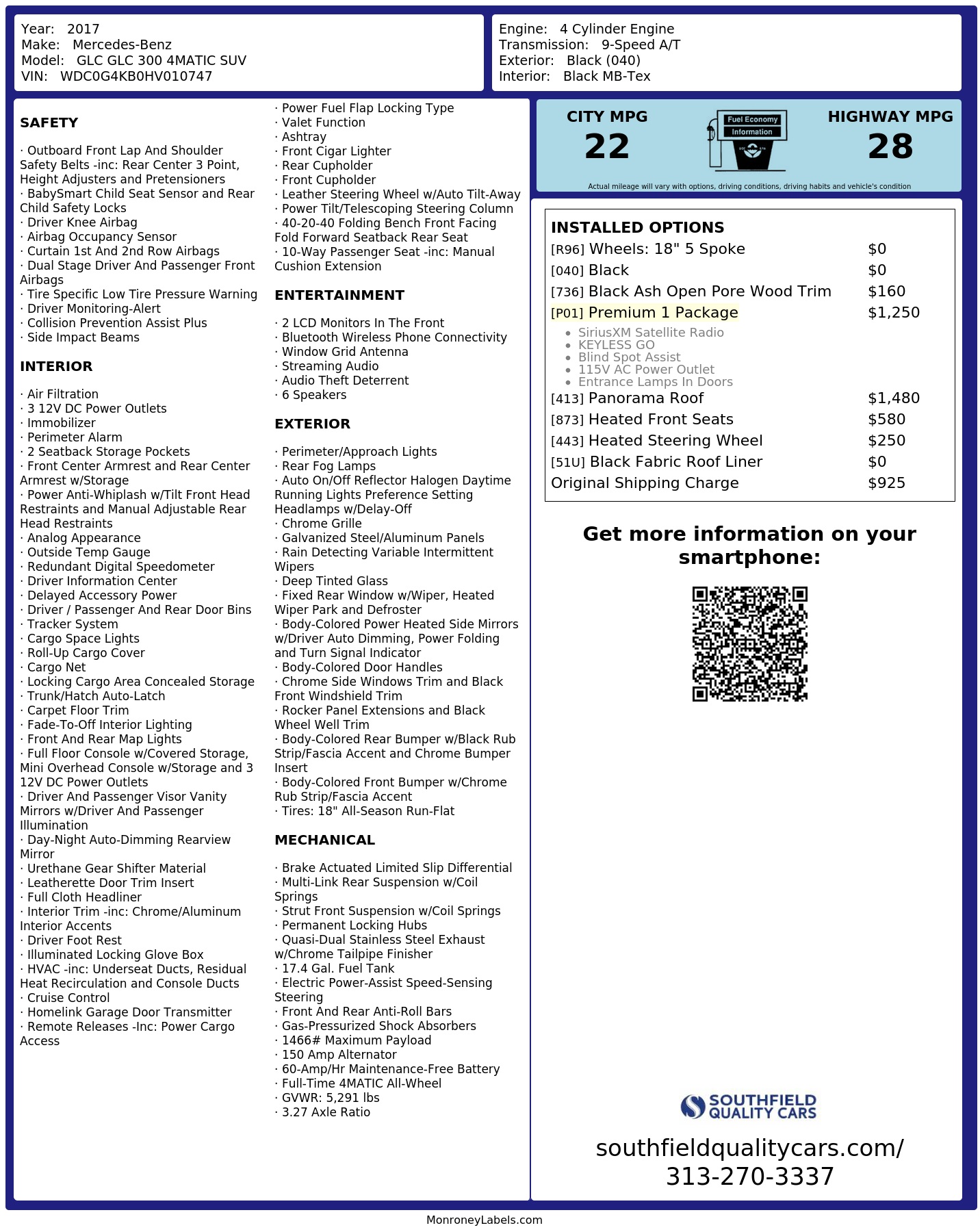 Monroney Label