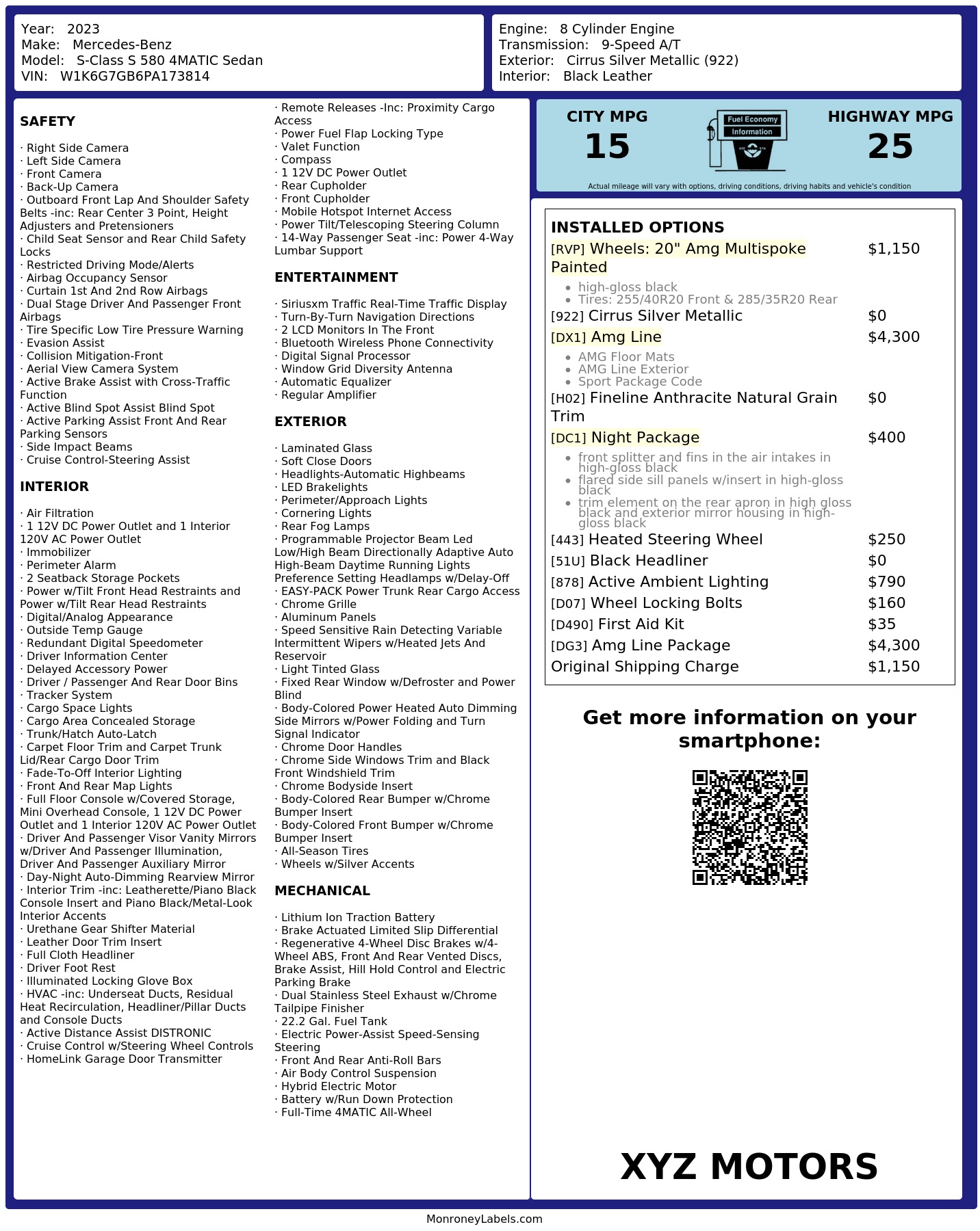Monroney Label