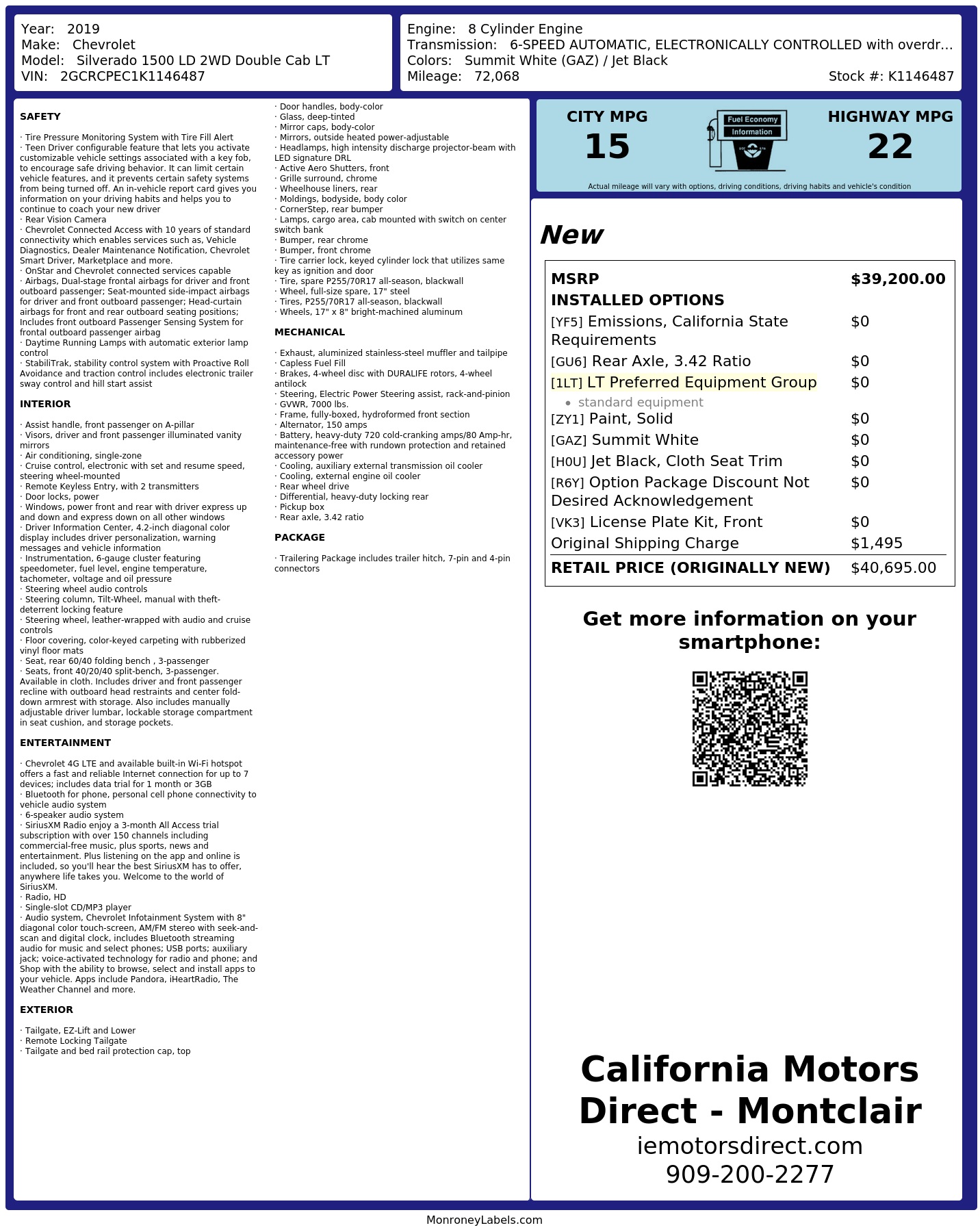Monroney Label