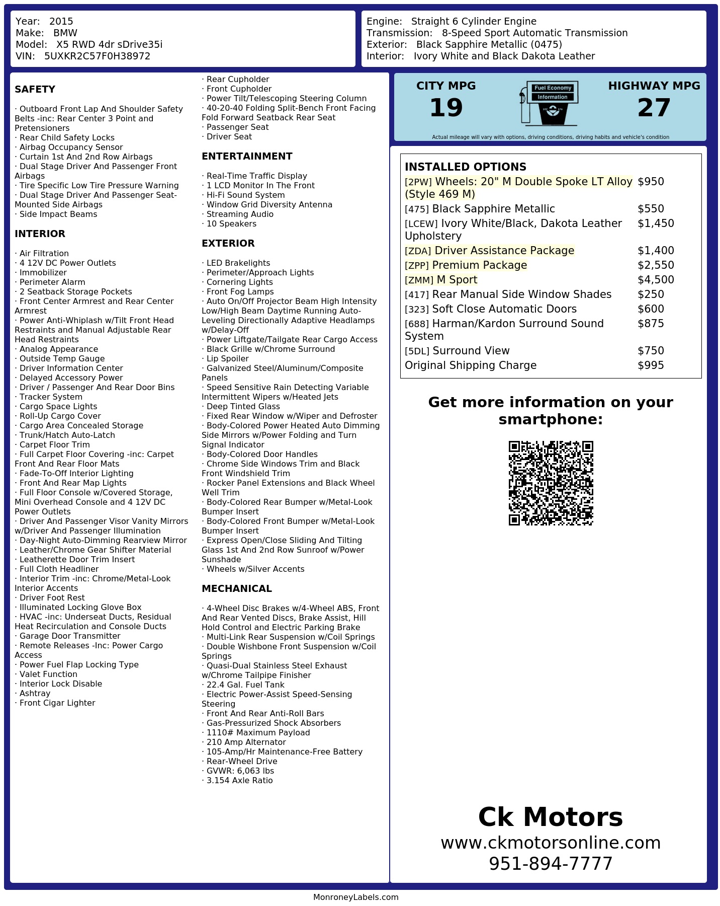 Monroney Label