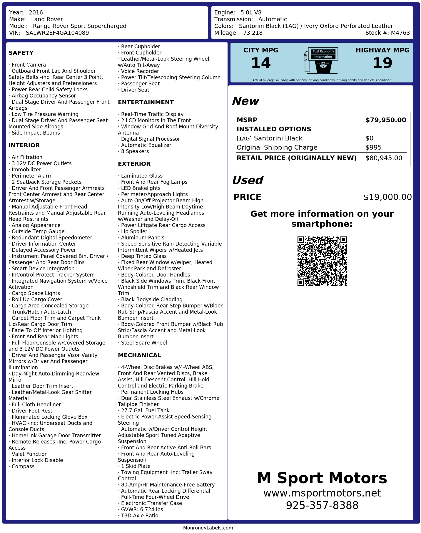 Monroney Label
