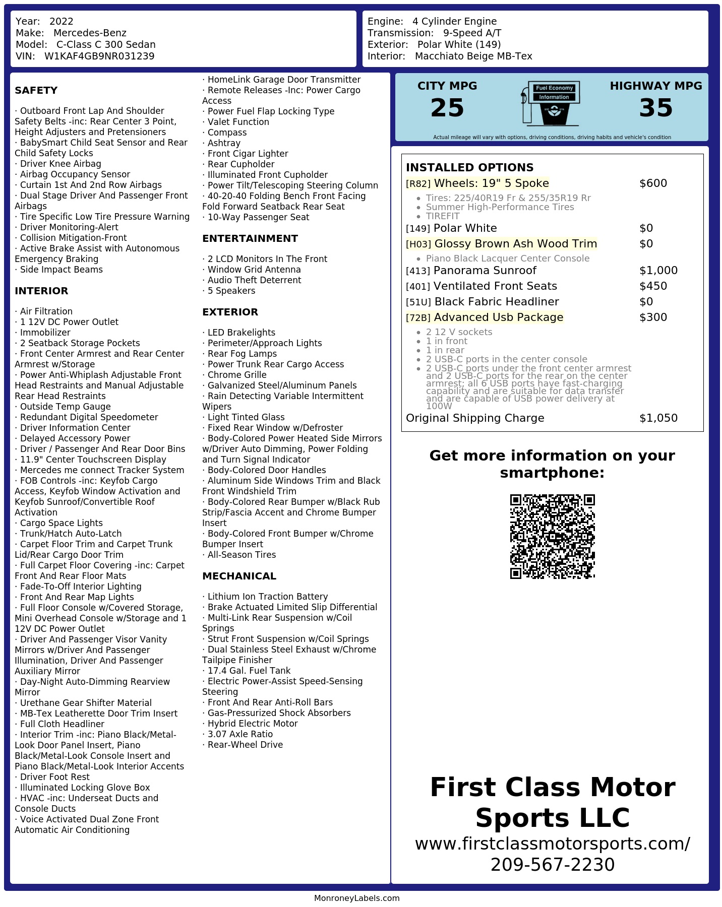 Monroney Label