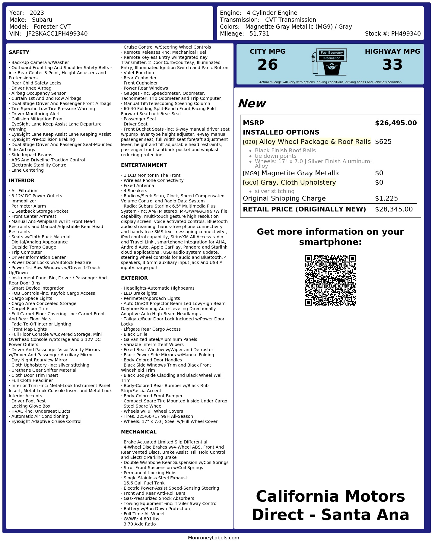 Monroney Label