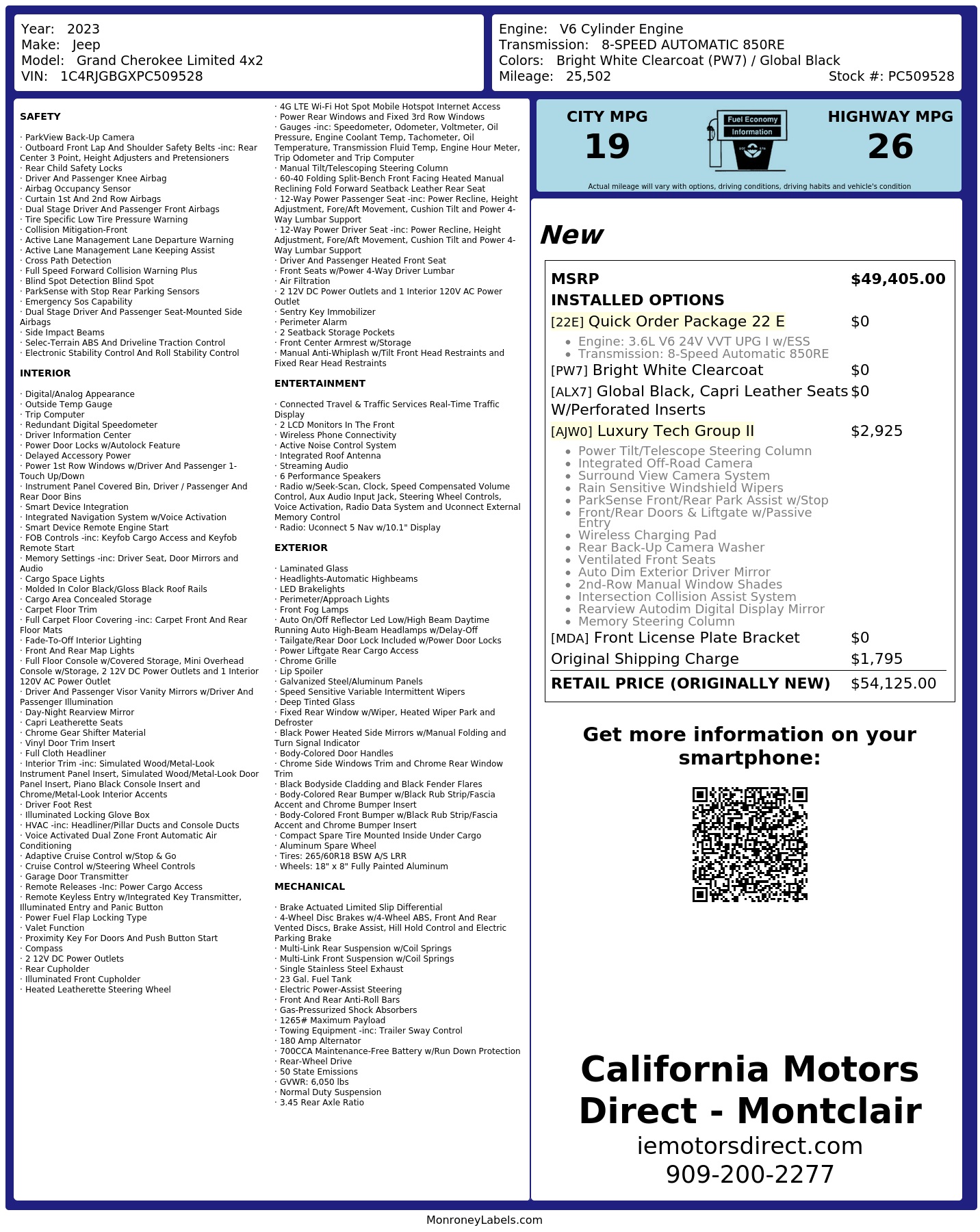 Monroney Label
