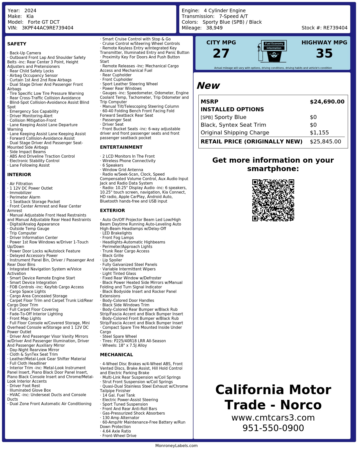 Monroney Label