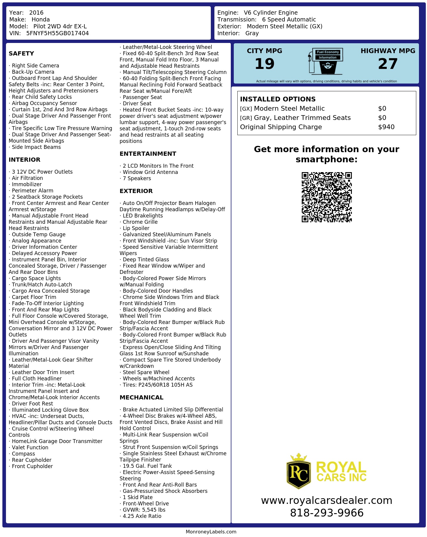 Monroney Label
