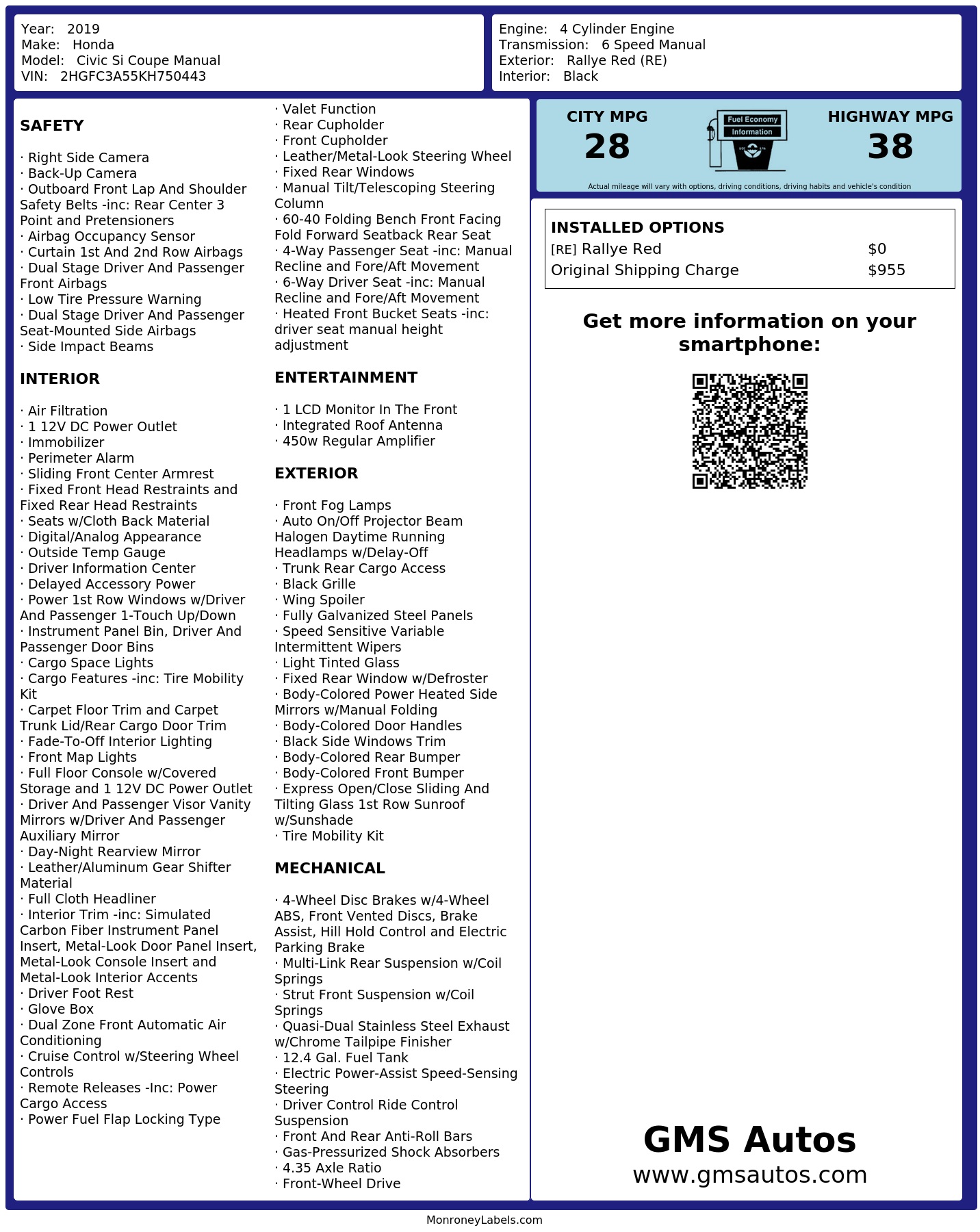 Monroney Label