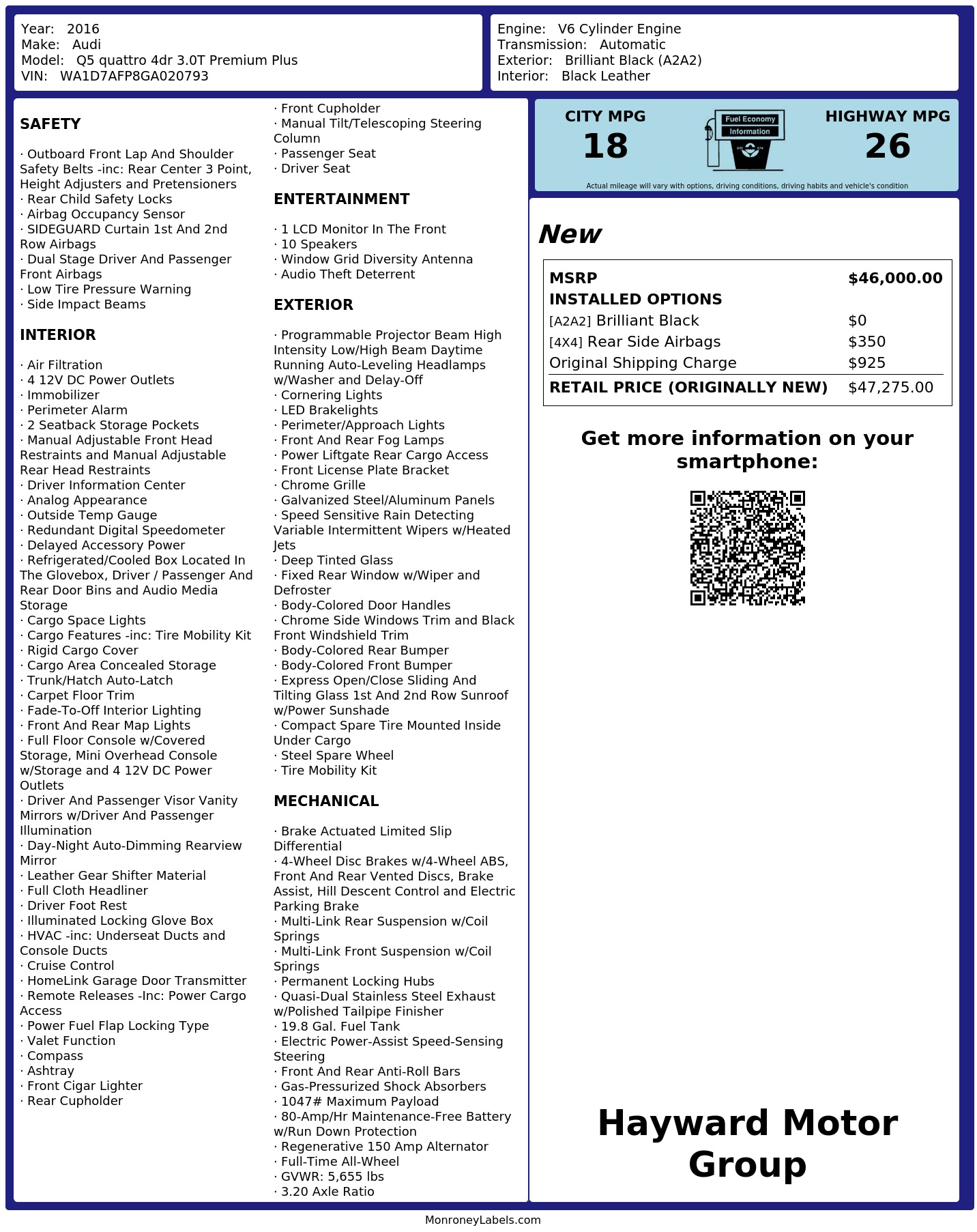 Monroney Label
