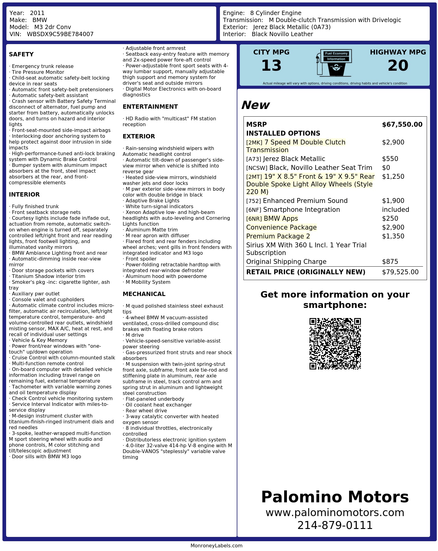 Monroney Label