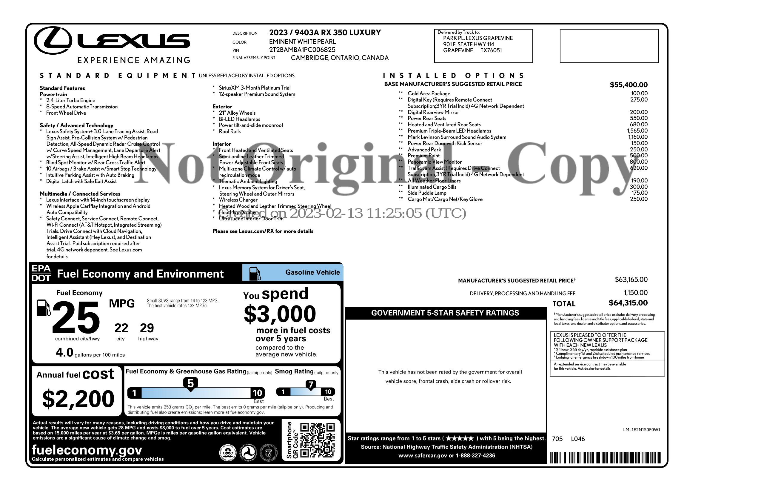 Monroney Label